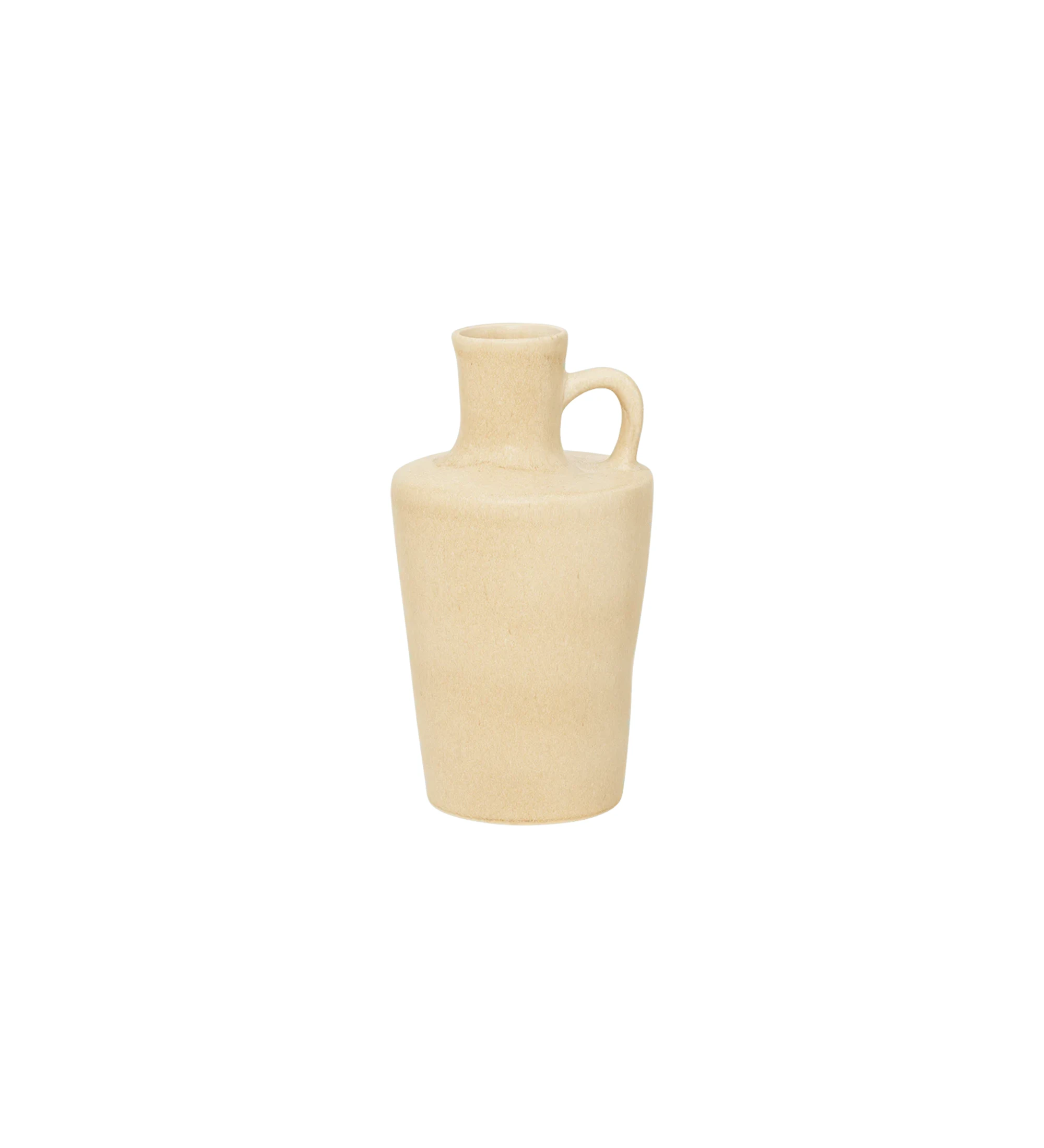 Handmade vase, with ceramic structure covered with slightly glossy enamel in light khaki, made in Portugal.