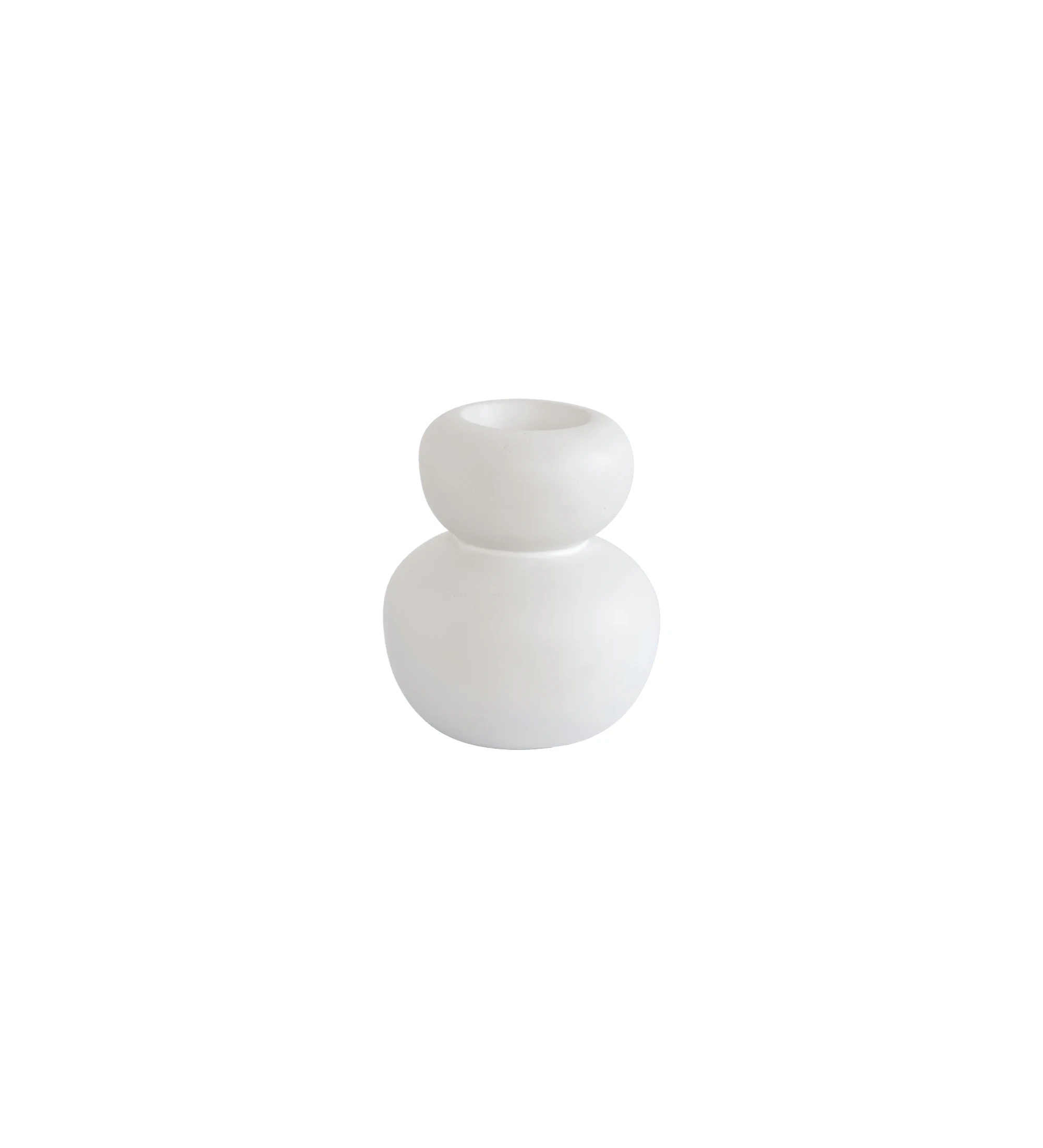 Candle holder in smooth matte white color and with ceramic structure.