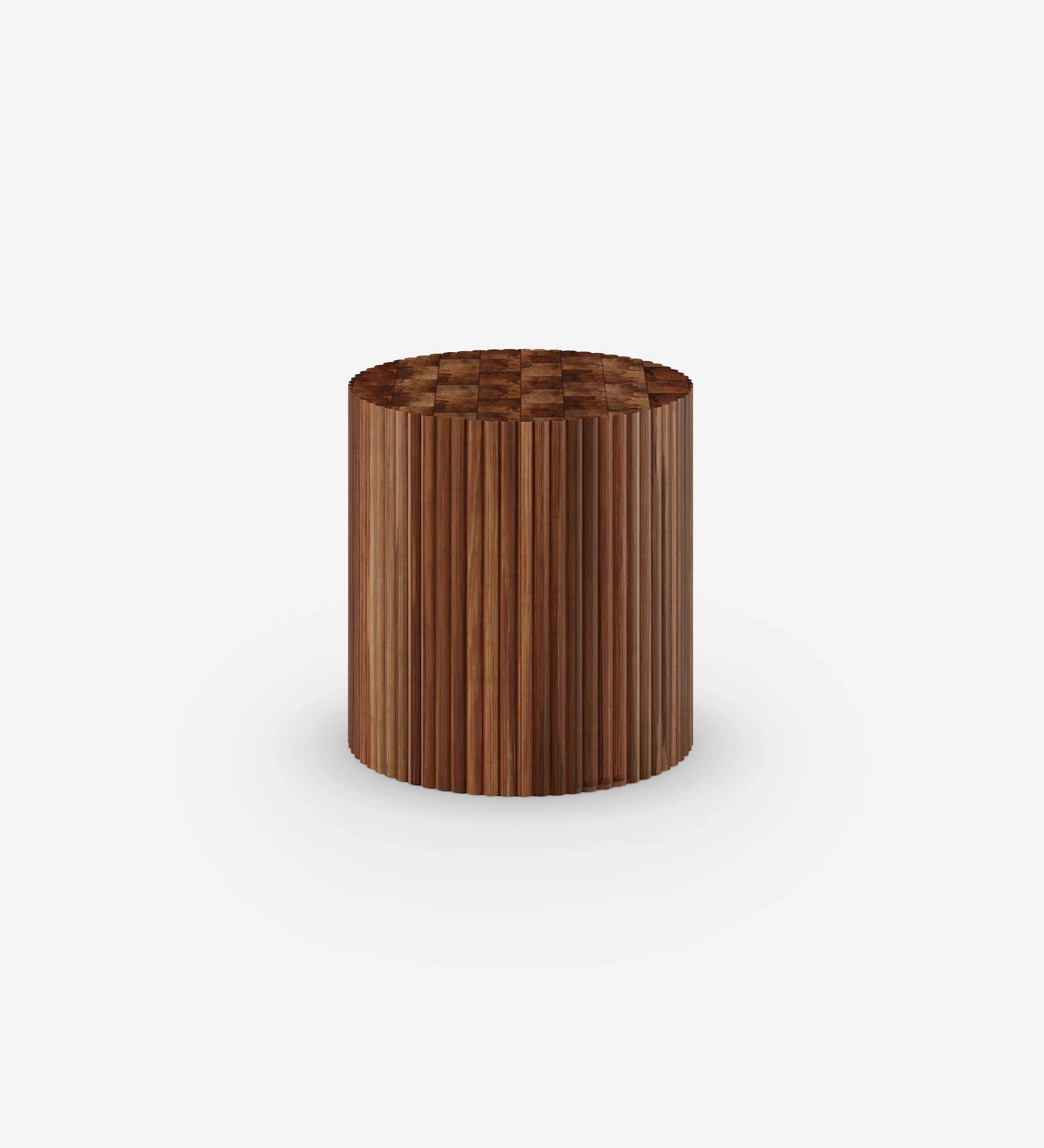 Mesa apoio Évora redonda en madera de nogal.