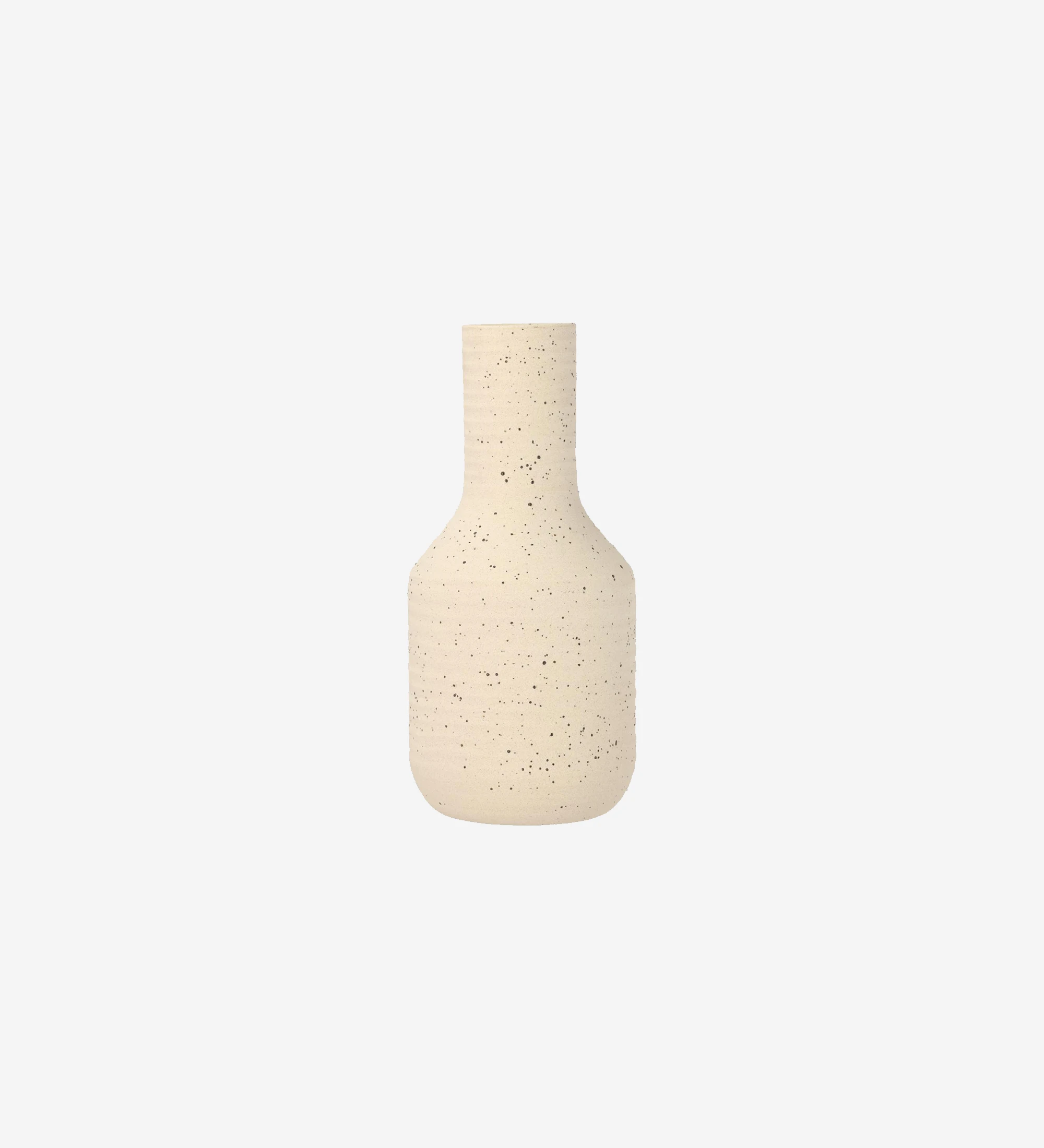 Vase in off-white stoneware with small black dots.
