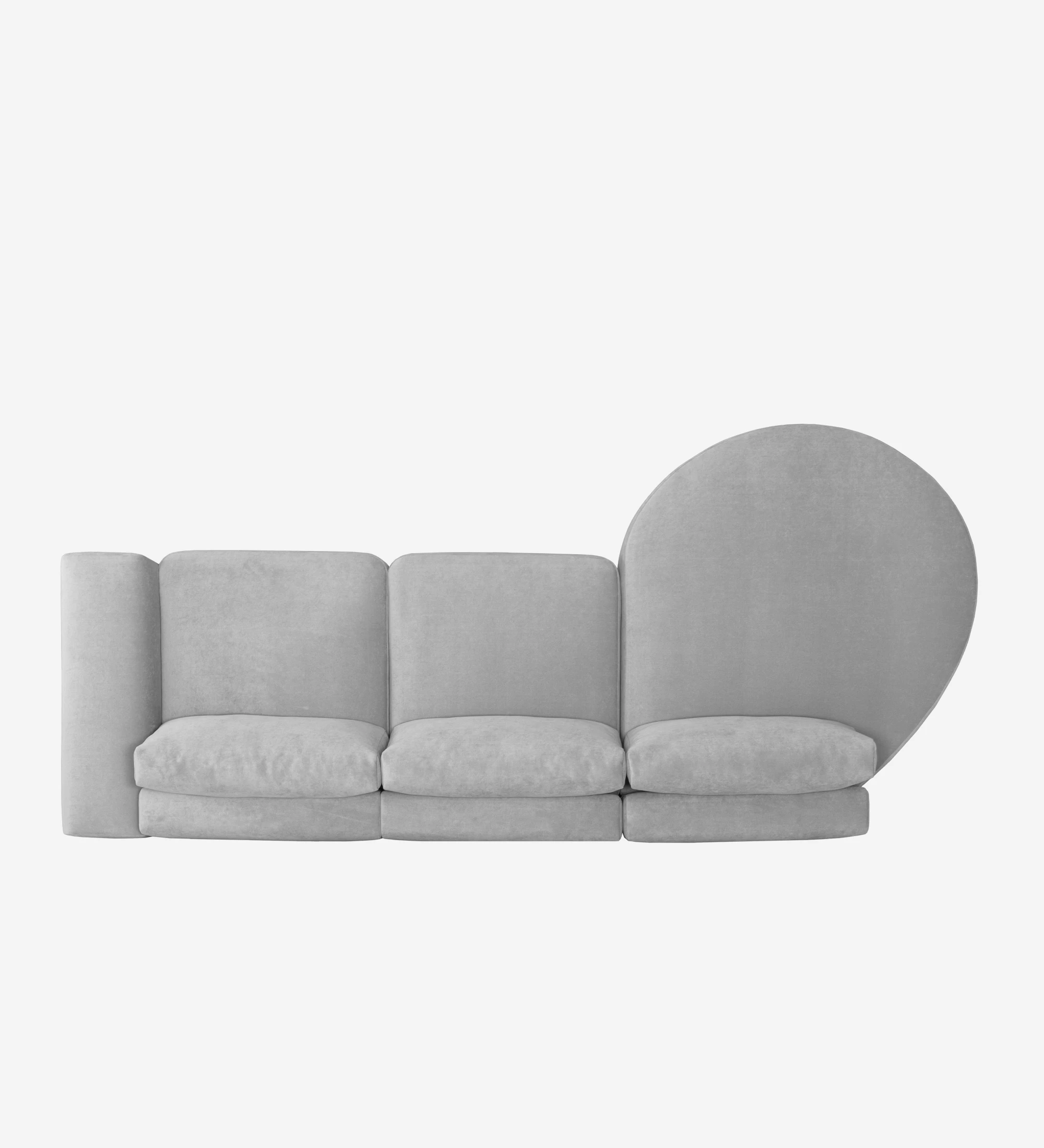 Sofá Paris 2 plazas y chaise longue izquierda, tapizado en tela gris, 307 cm.