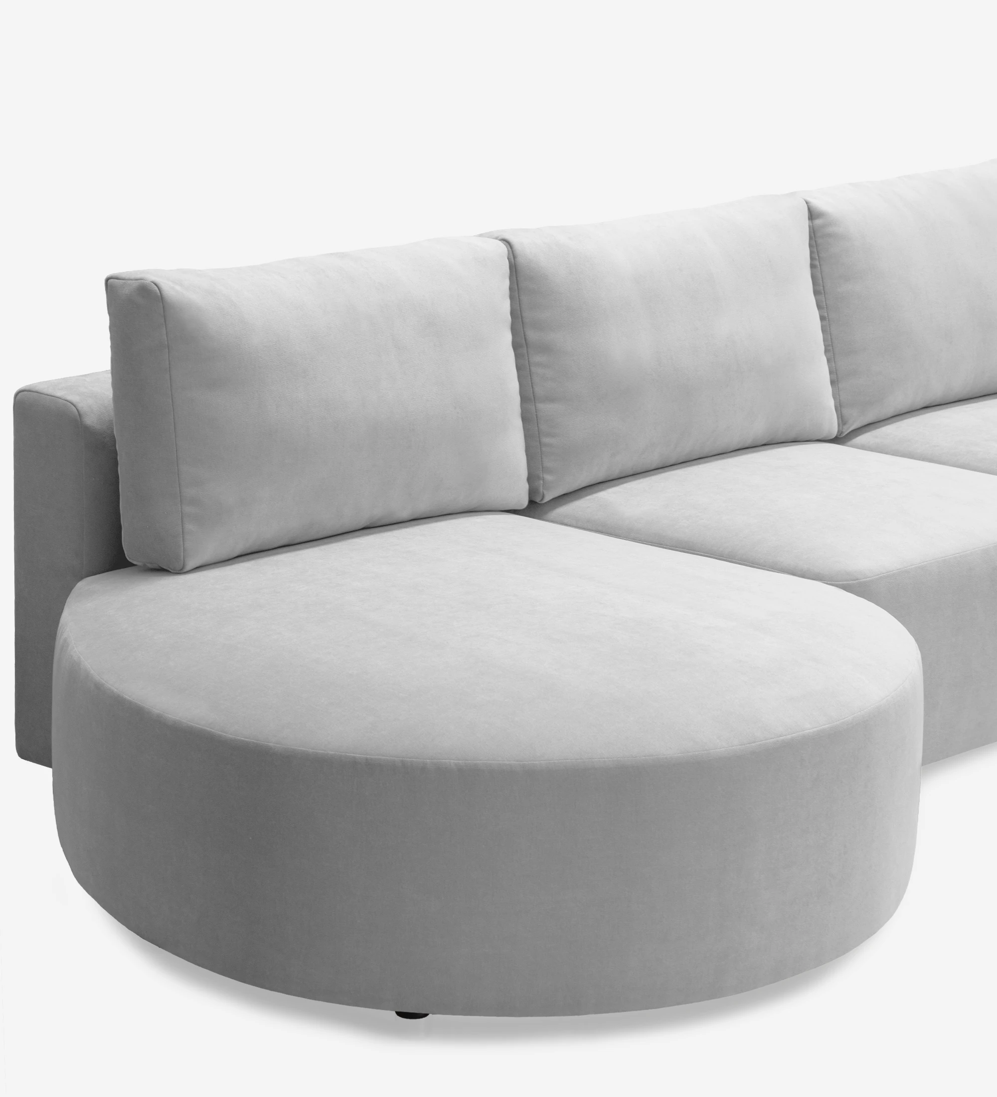 Paris 2-seater sofa and left chaise longue, upholstered in gray fabric, 307 cm.
