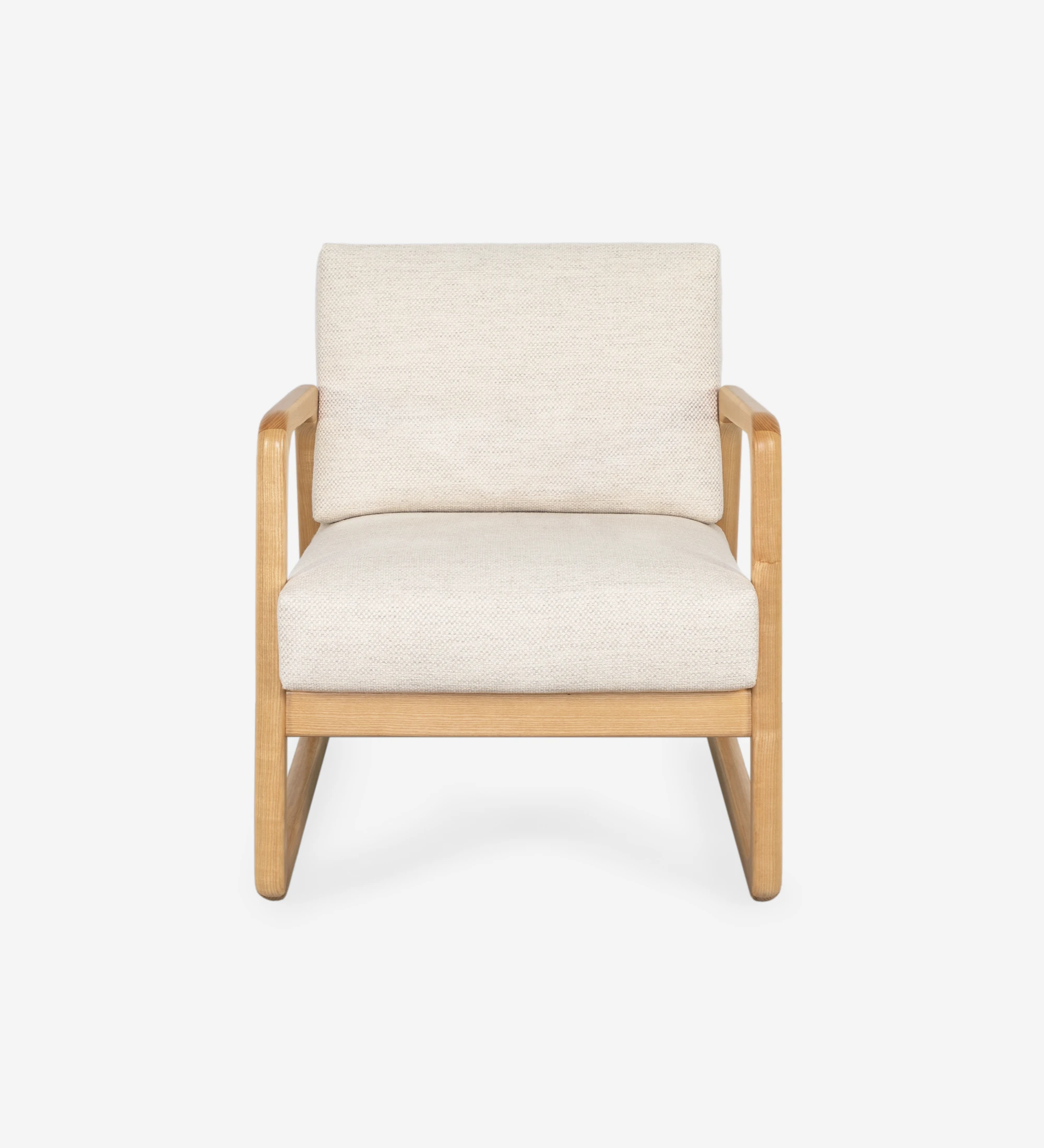Antarte by AI Armchair upholstered in beige fabric, structure in natural wood.
