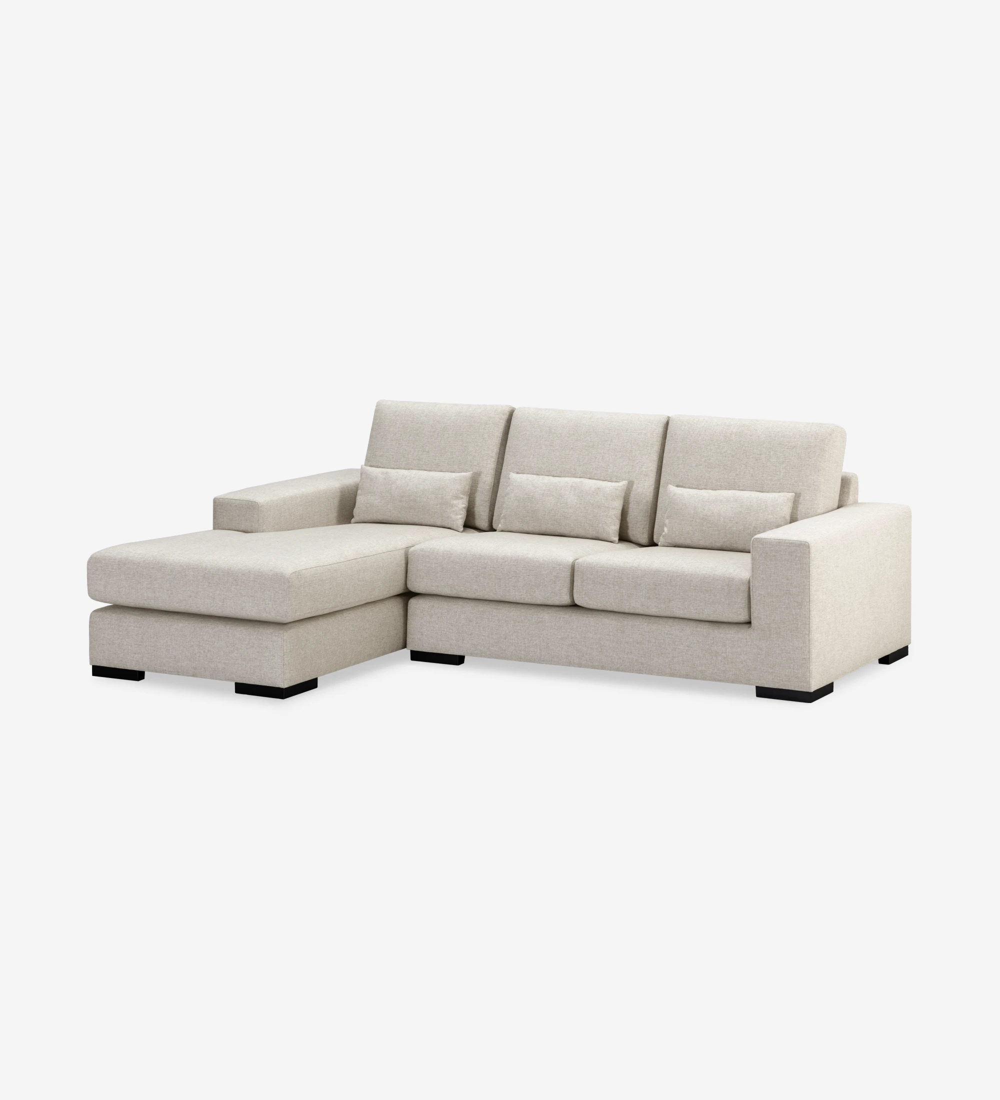 Geneve 2-seater sofa and left chaise longue, upholstered in beige fabric, 241 cm.