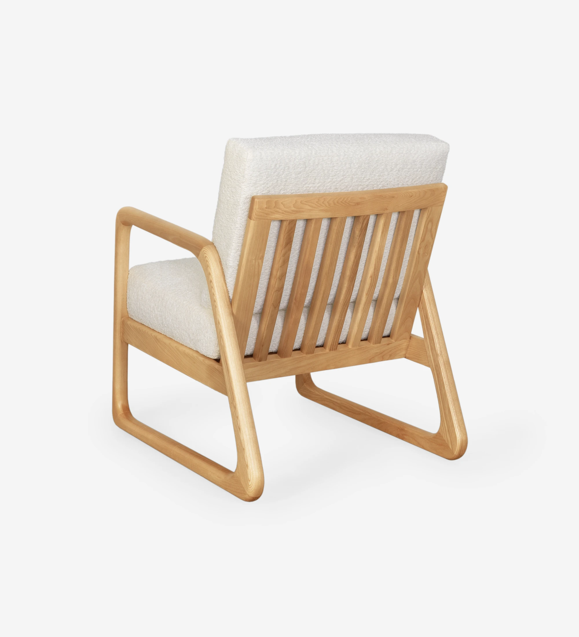 Antarte by AI Armchair upholstered in fabric, structure in natural wood.