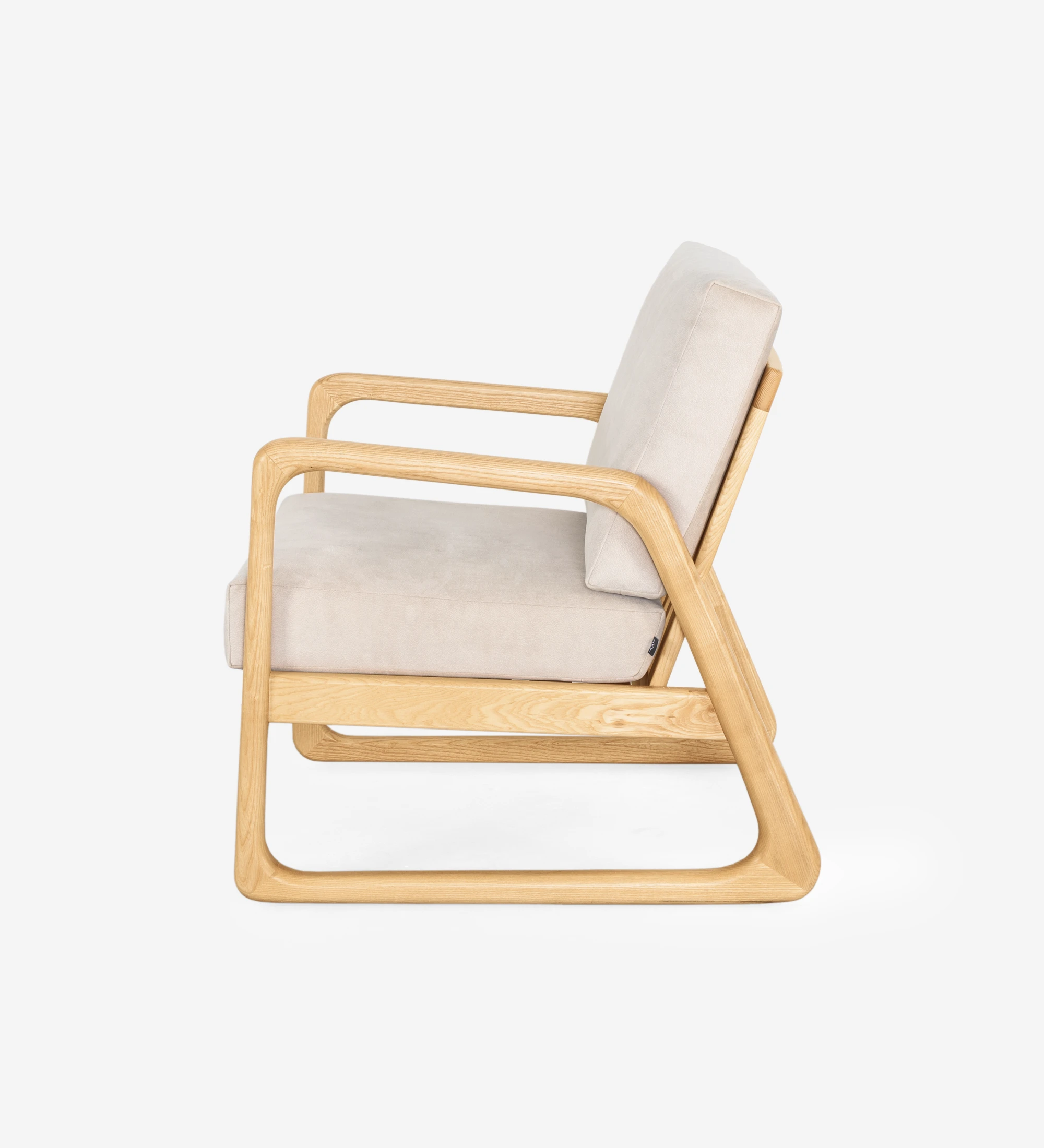 Antarte by AI Armchair upholstered in fabric, structure in natural wood.