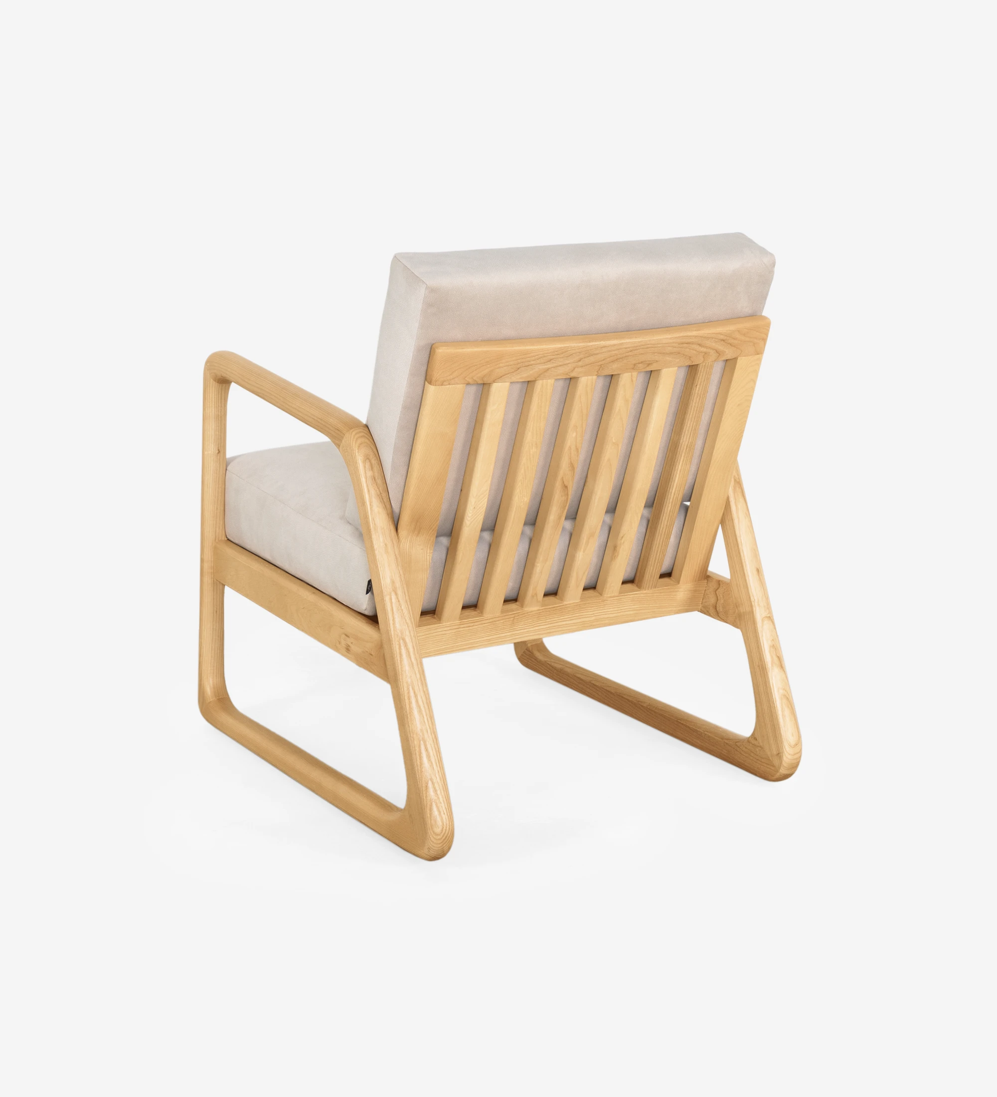 Antarte by AI Armchair upholstered in fabric, structure in natural wood.