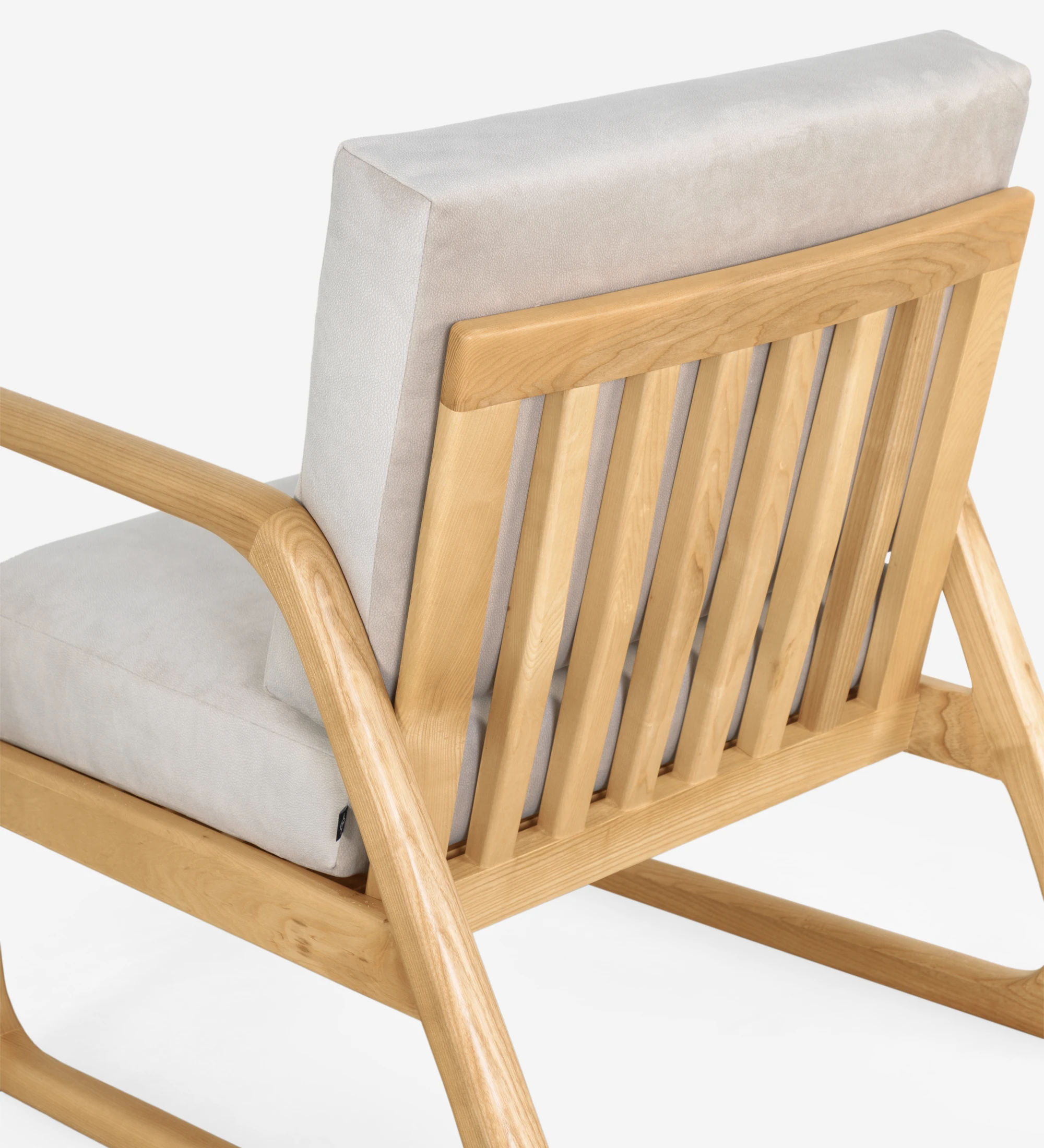 Antarte by AI Armchair upholstered in fabric, structure in natural wood.