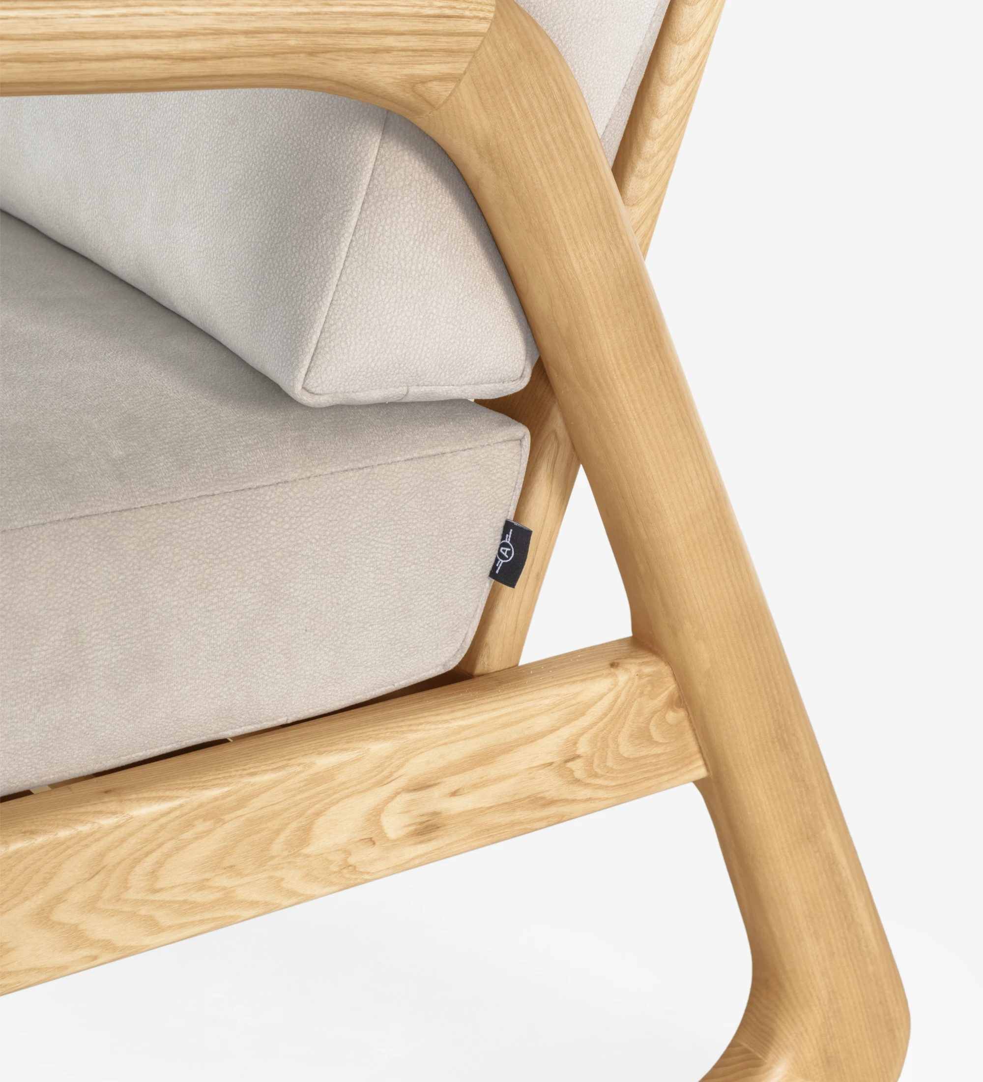 Antarte by AI Armchair upholstered in fabric, structure in natural wood.