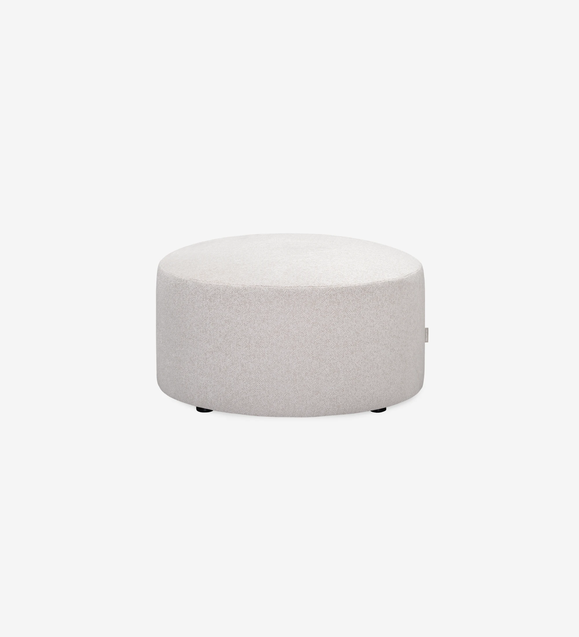 Paris round puff, upholstered in pearl fabric, Ø 73 cm.