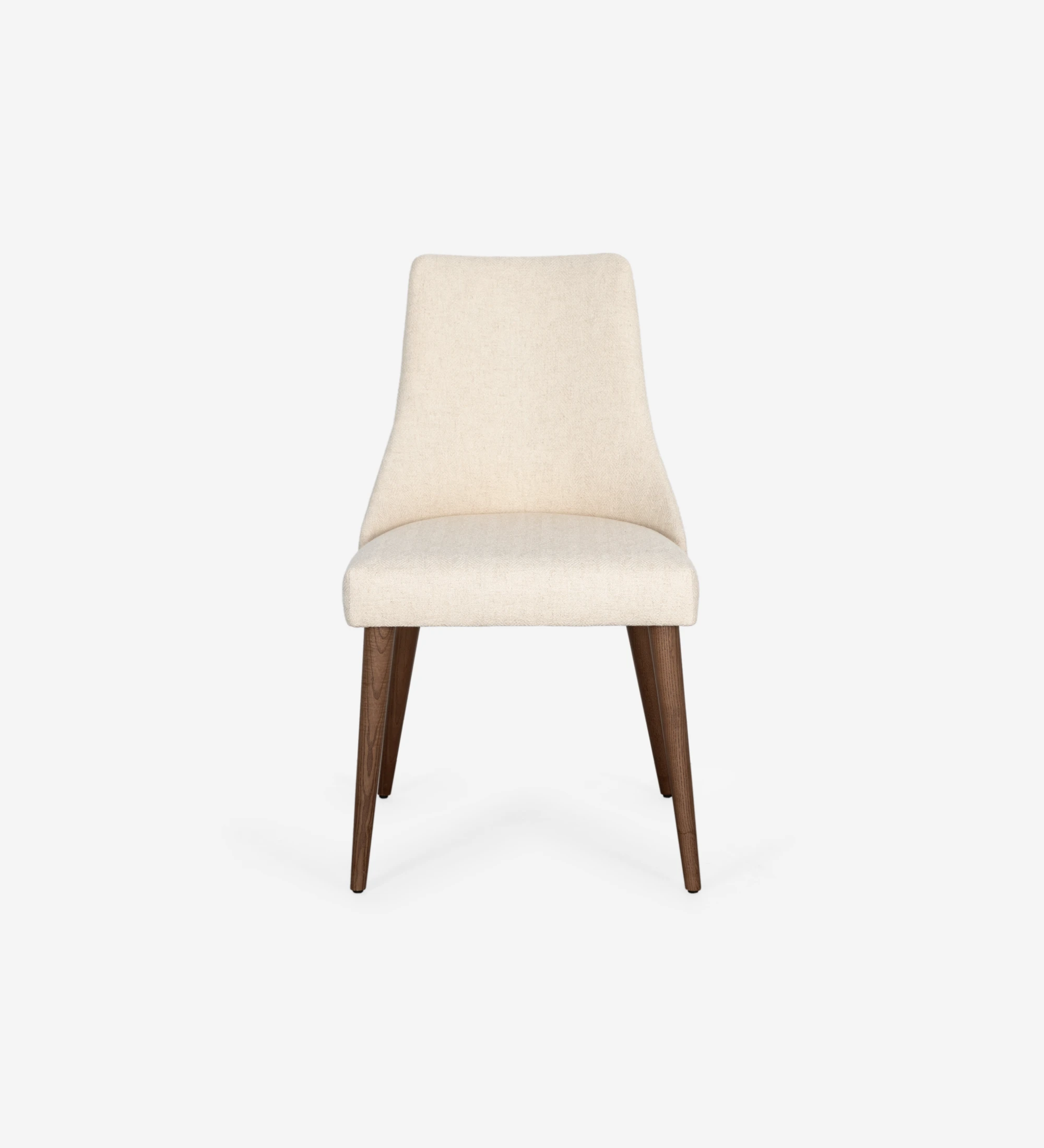 Oslo chair upholstered in beige fabric and and walnut wood legs.