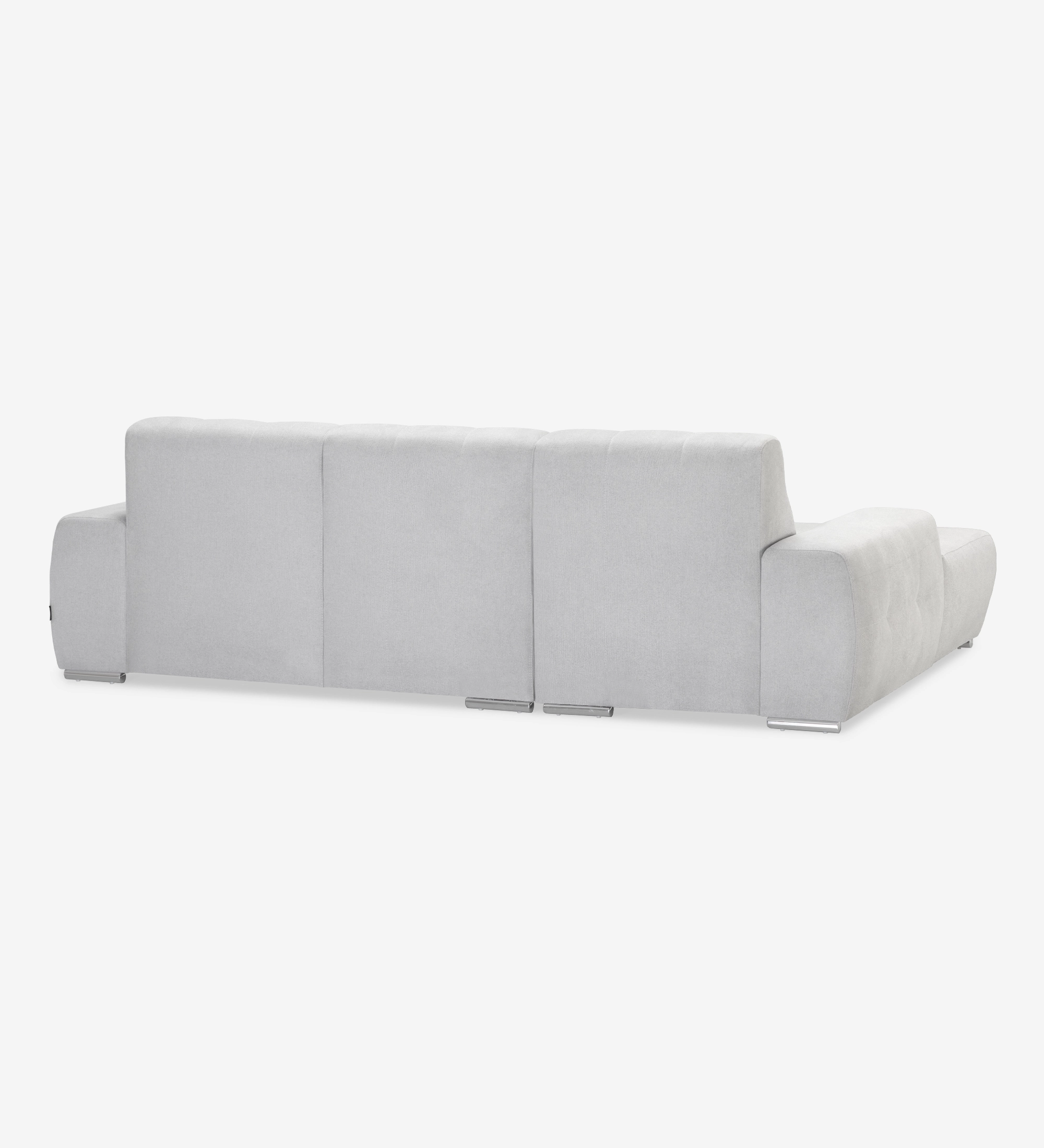 Sofá Madrid 2 lugares e chaise longue esquerda, estofado a tecido cinzento, 287 cm.