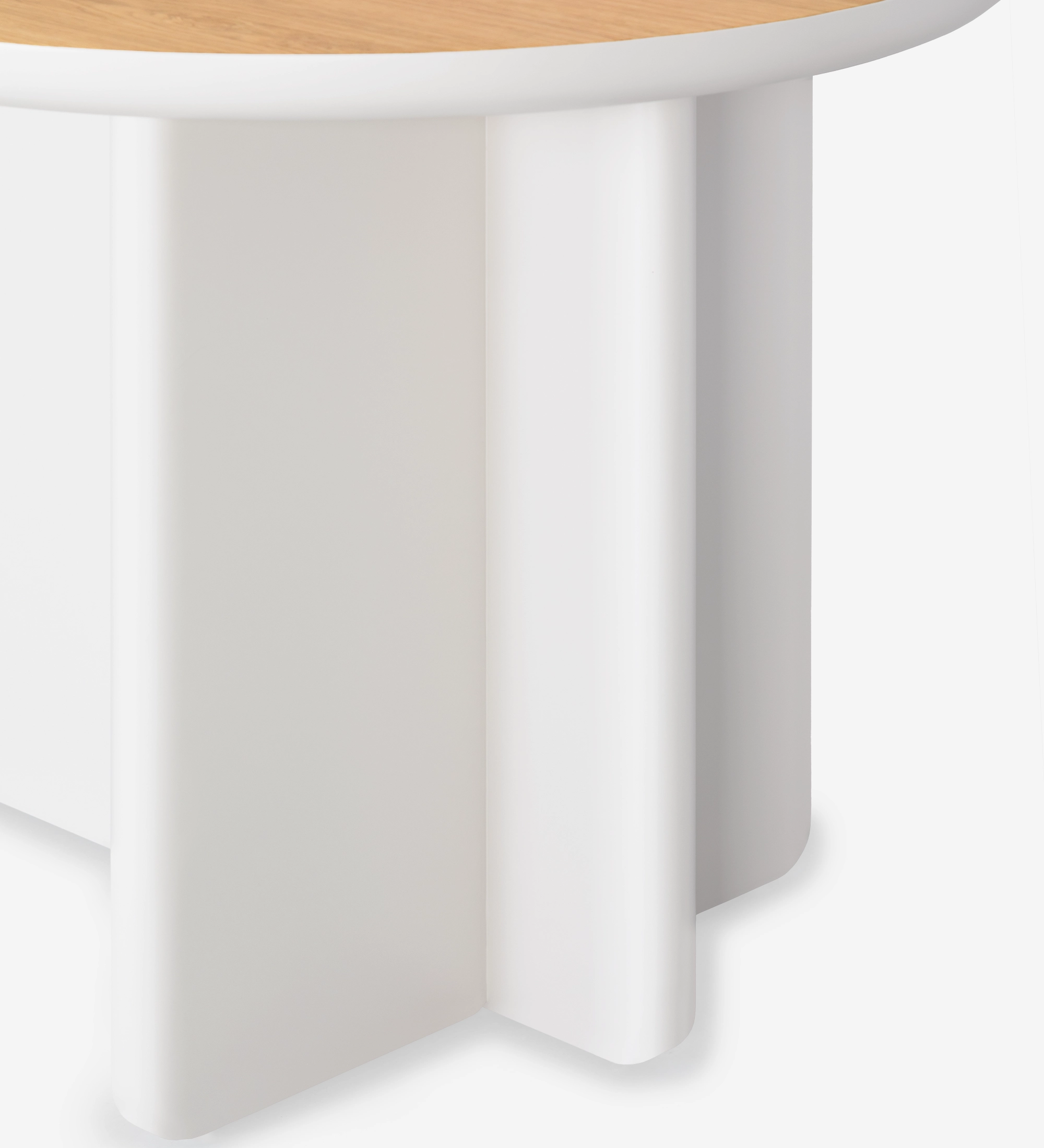 Desk with natural oak top and pearl lacquer legs.
