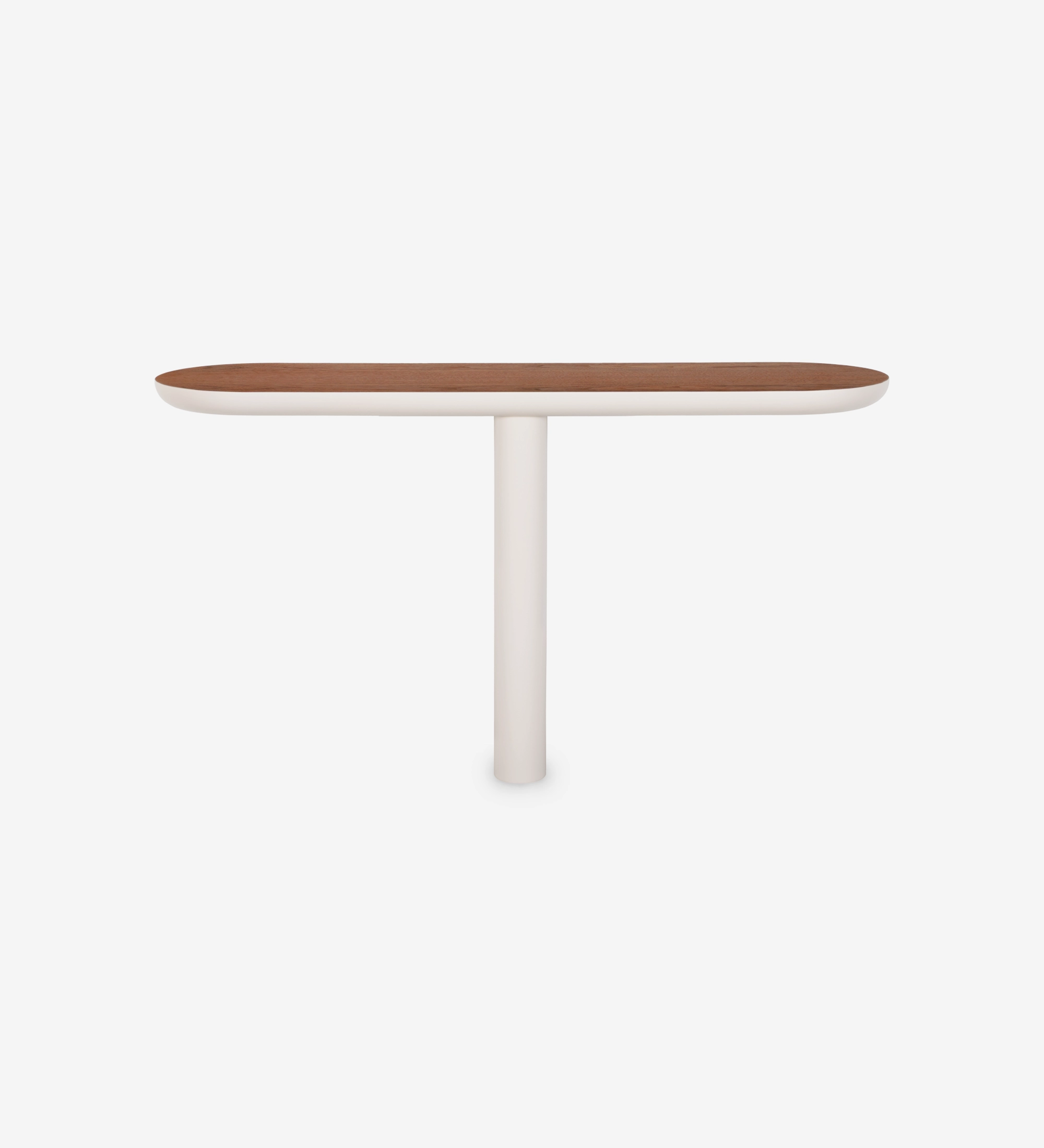 Console with natural walnut top and pearl lacquered foot