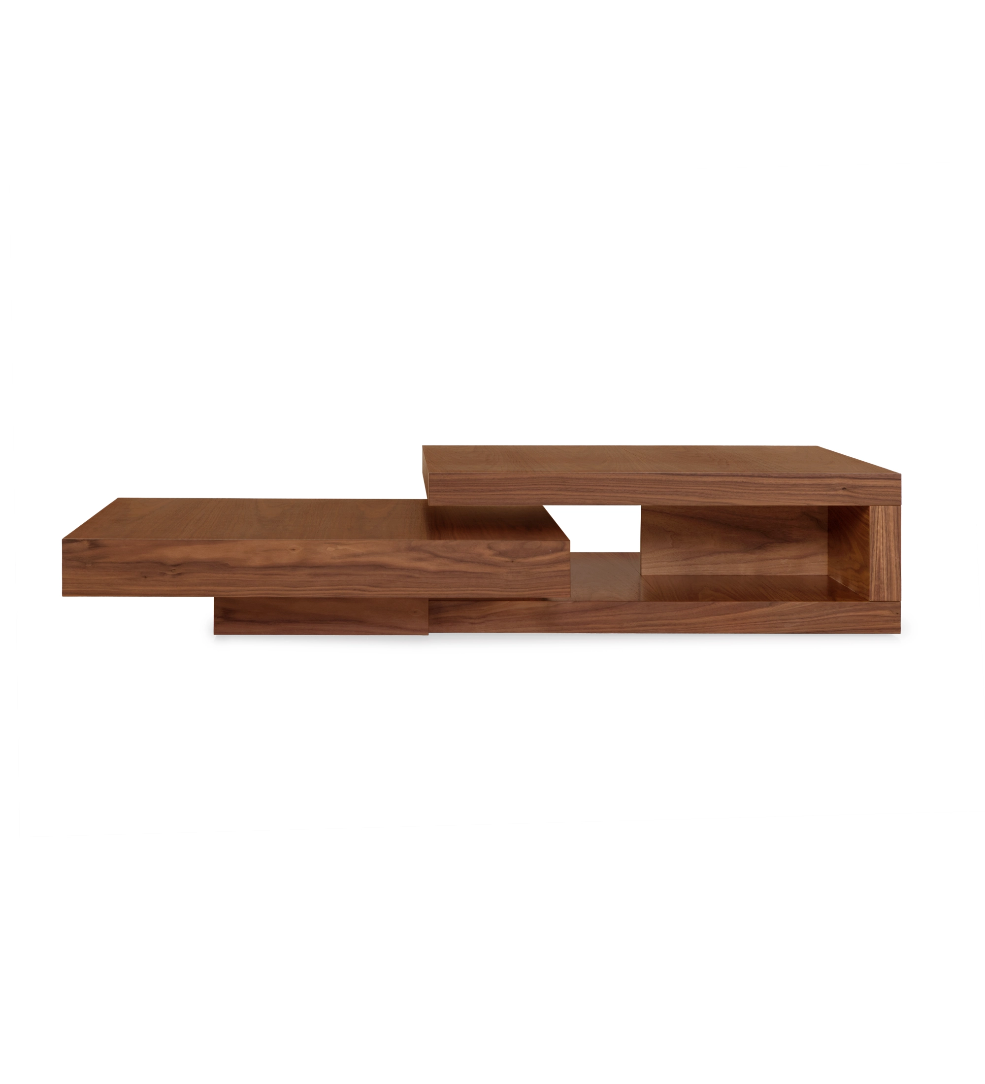 Ensemble de tables basses Nice avec table carrée basse et table carrée à deux plateaux en noyer naturel, 90x90cm + 90x90cm