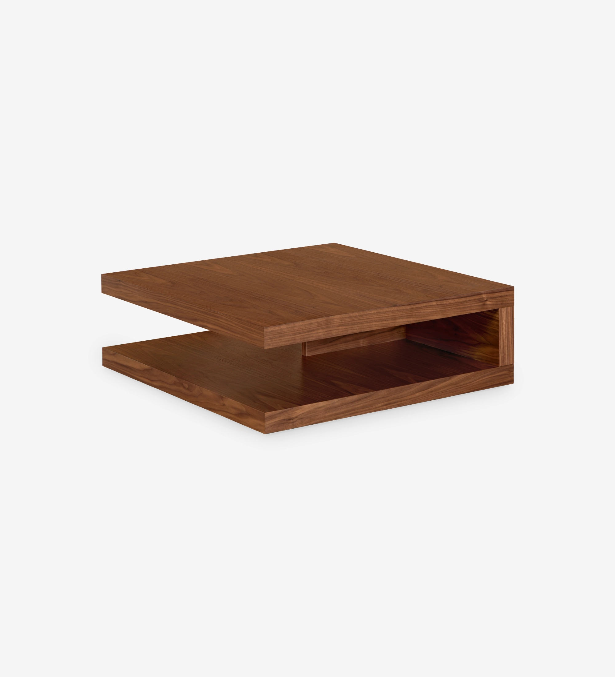 Mesa de centro Nice cuadrada, 2 tapas en nuez natural, 90 x 90 cm.