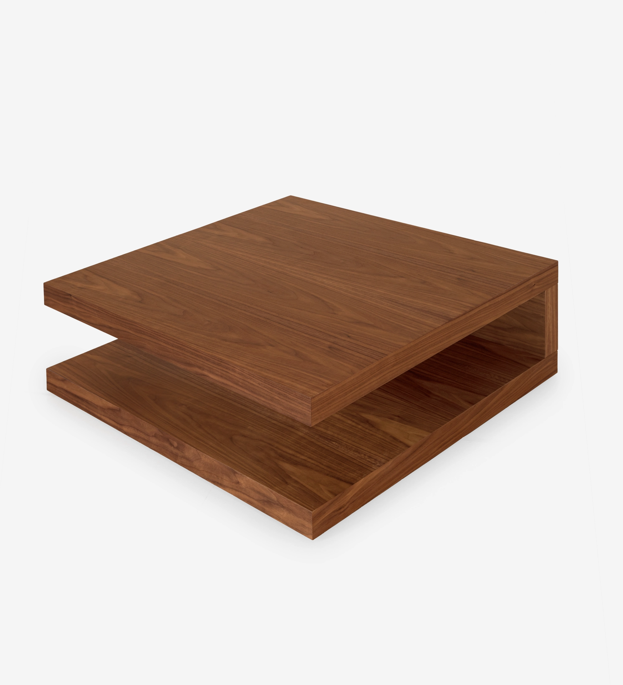 Mesa de centro Nice cuadrada, 2 tapas en nuez natural, 90 x 90 cm.