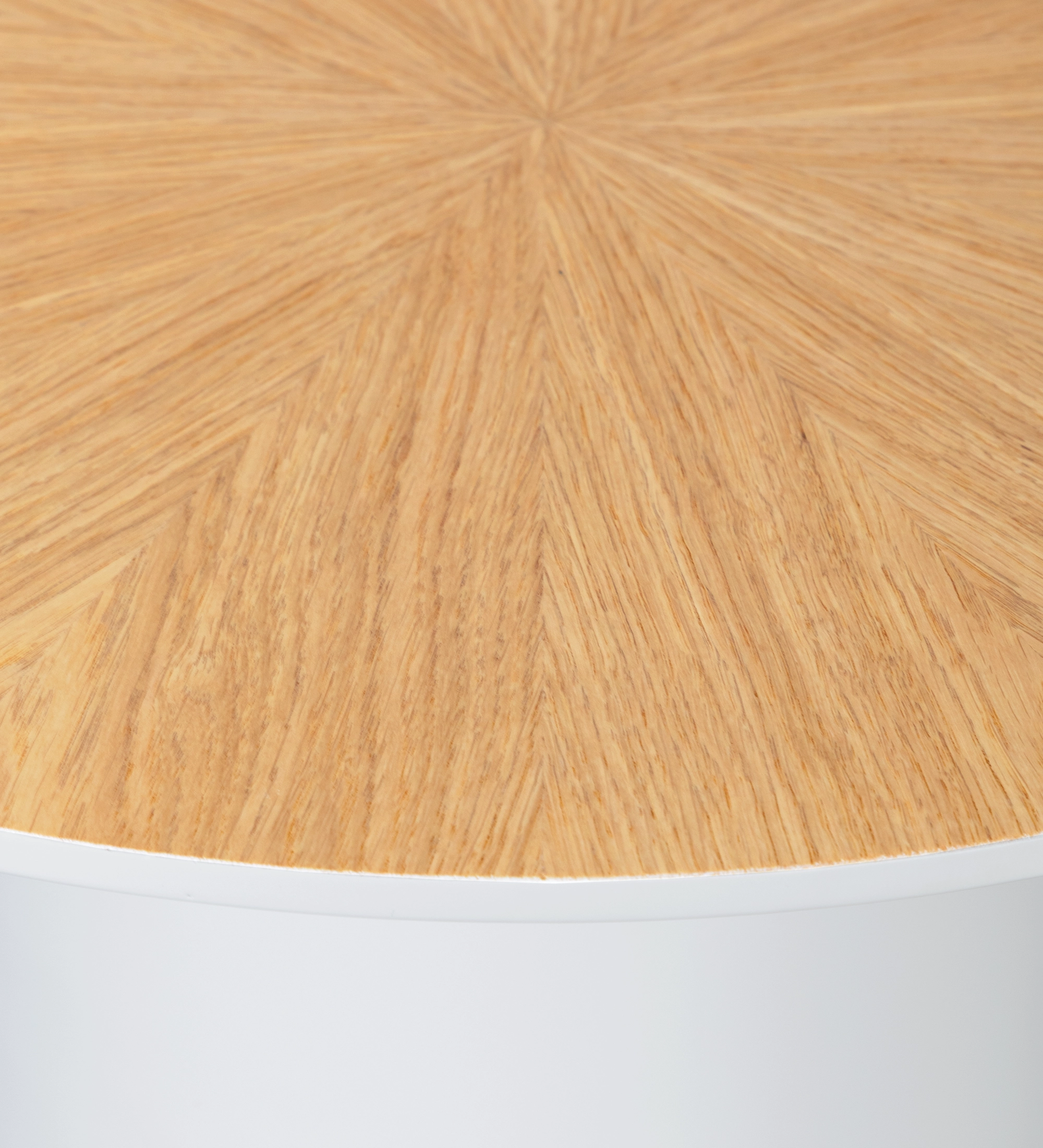 Paris round side table, natural oak top, pearl lacquered foot, Ø 48 cm.