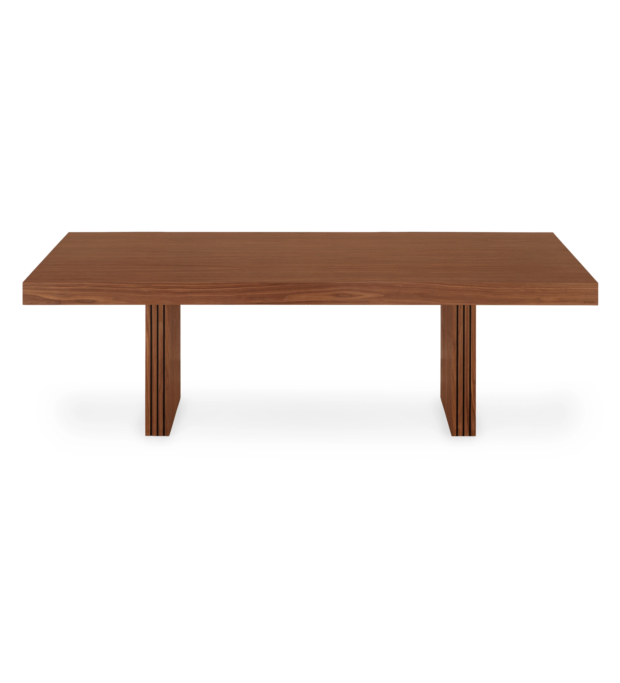 Cannes rectangular dining table 250 x 110 cm, in natural walnut, slatted feet.