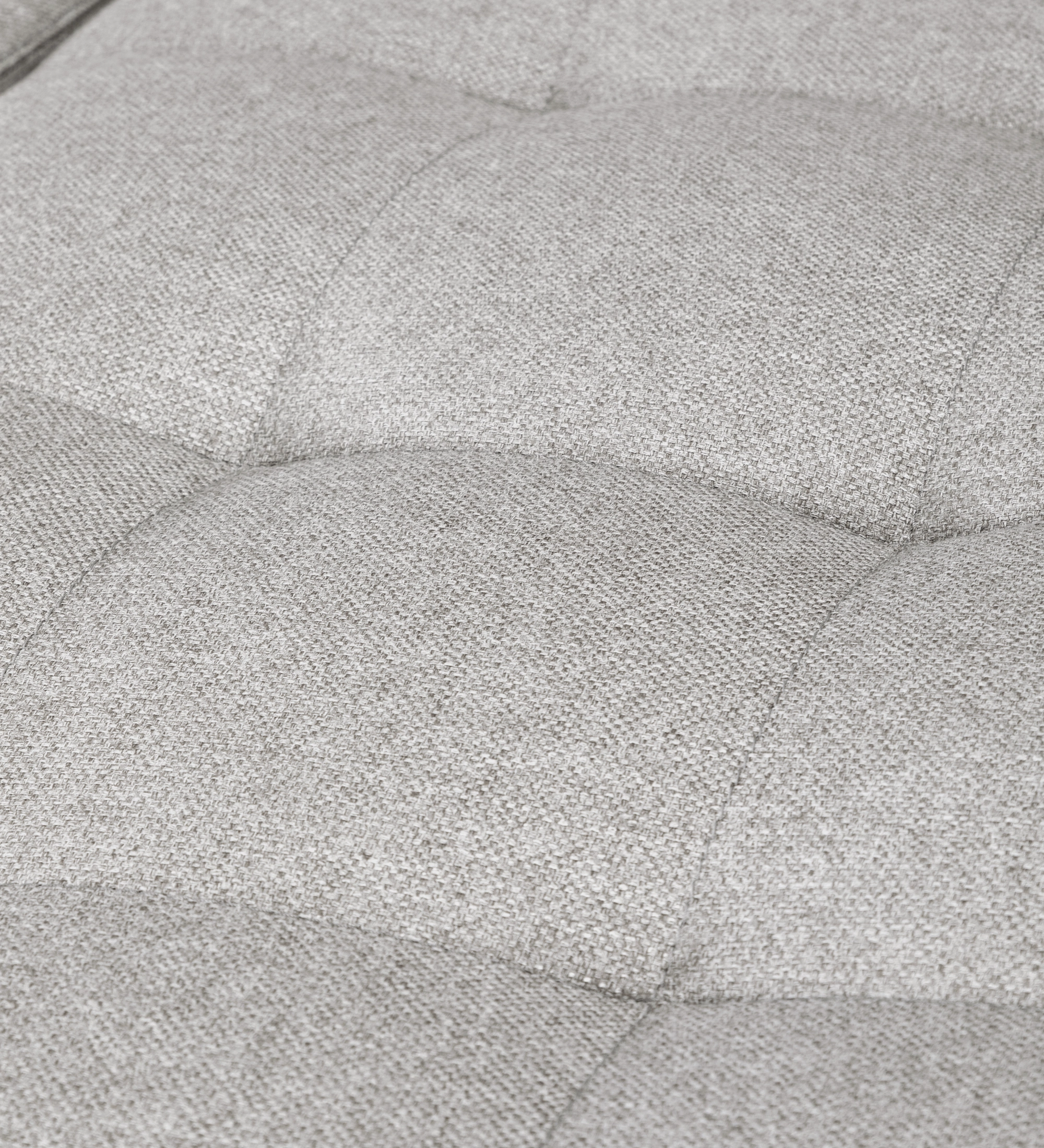 Sofá Madrid 2 plazas y chaise longue derecha, tapizado en tela gris, 287 cm.