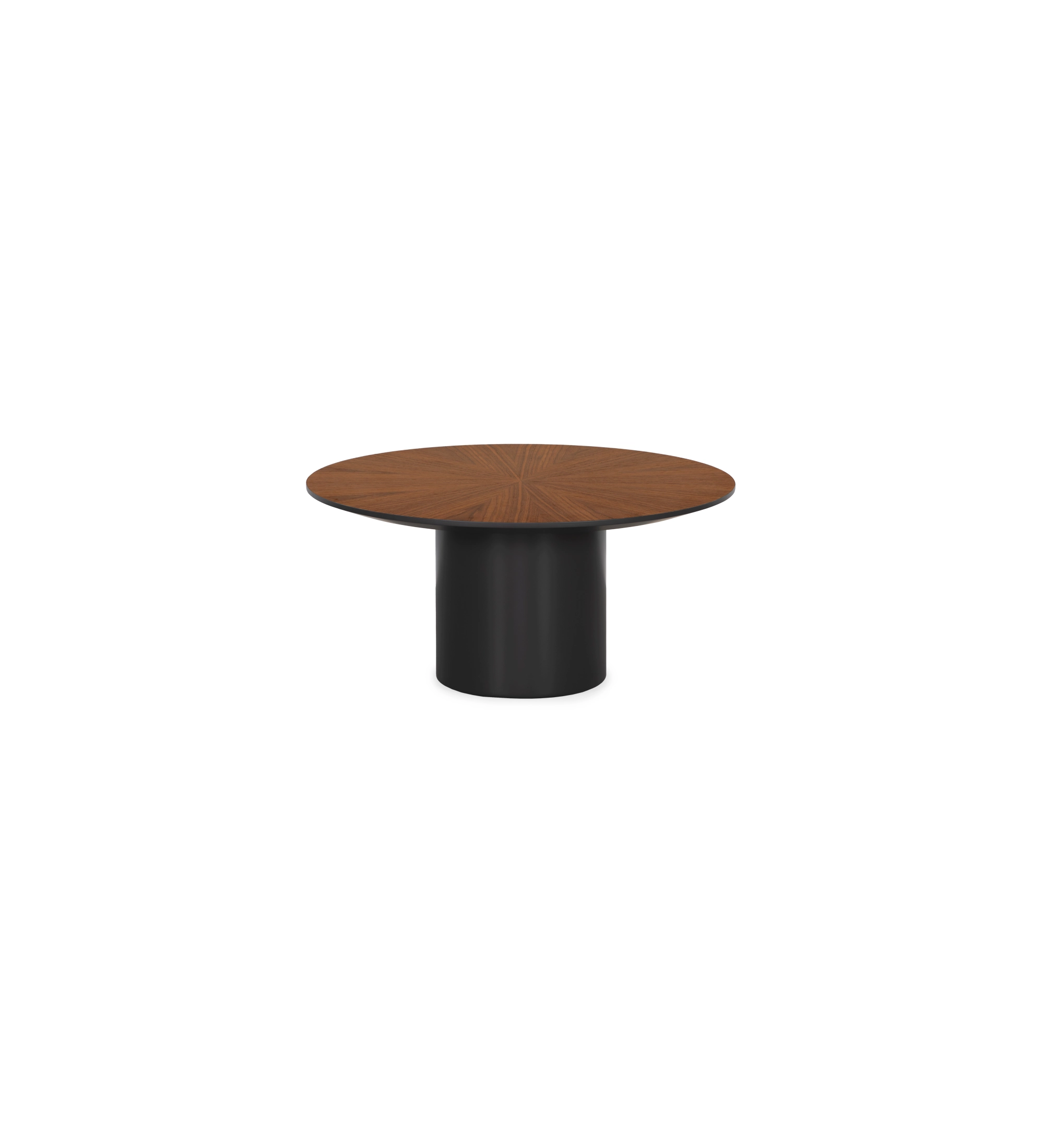 Mesa de centro Paris redonda, tampo em nogueira natural, pé lacada a negro, Ø 75 cm. 