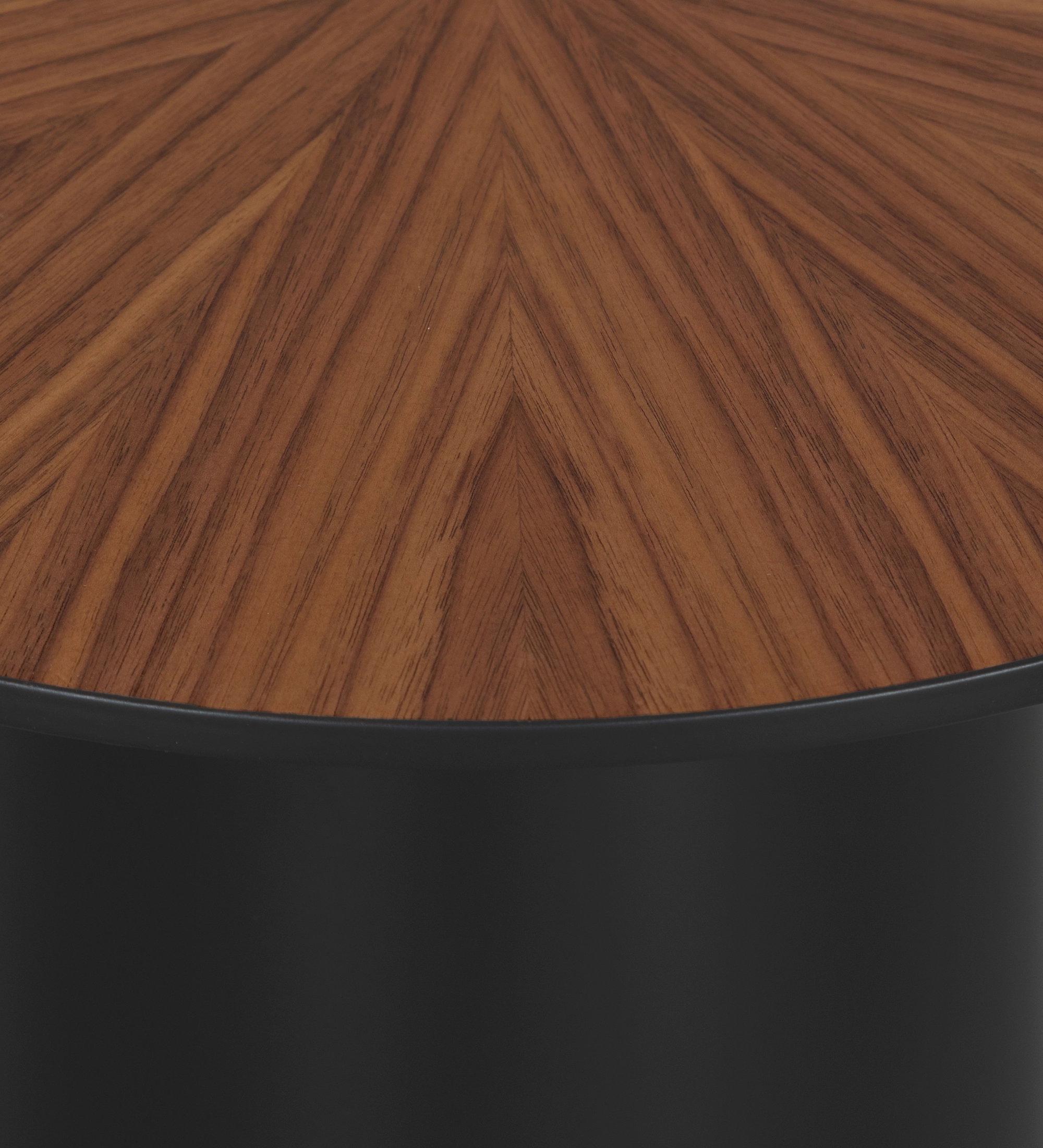 Mesa auxiliar Paris redonda , tapa en nogal natural, pie lacado negro, Ø 48 cm. 