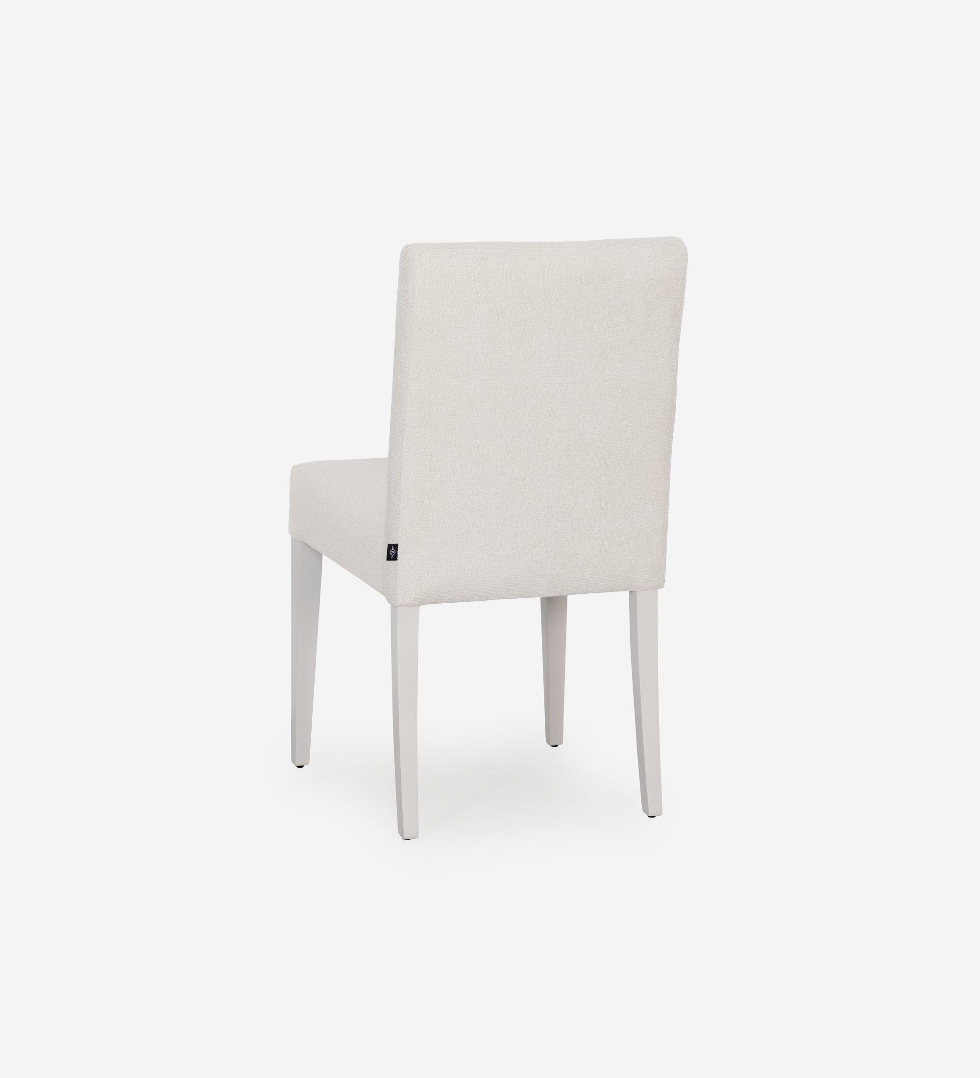 Chair upholstered in fabric, pearl lacquered feet.