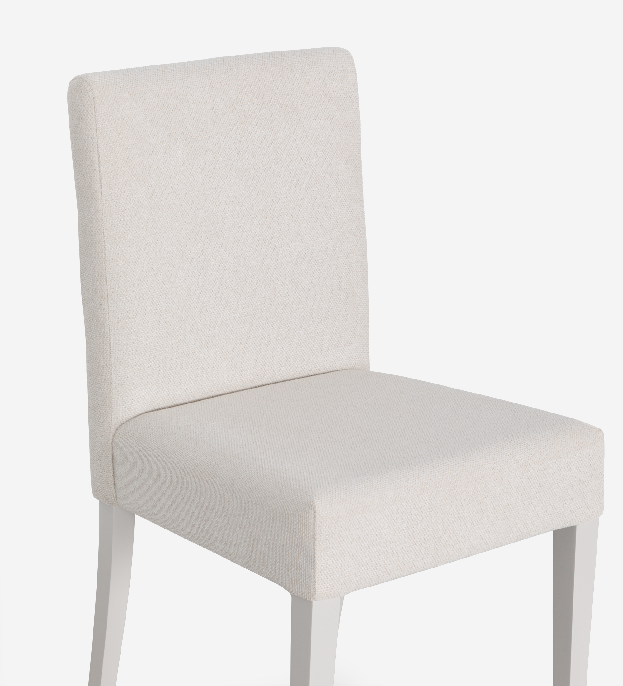 Chair upholstered in fabric, pearl lacquered feet.