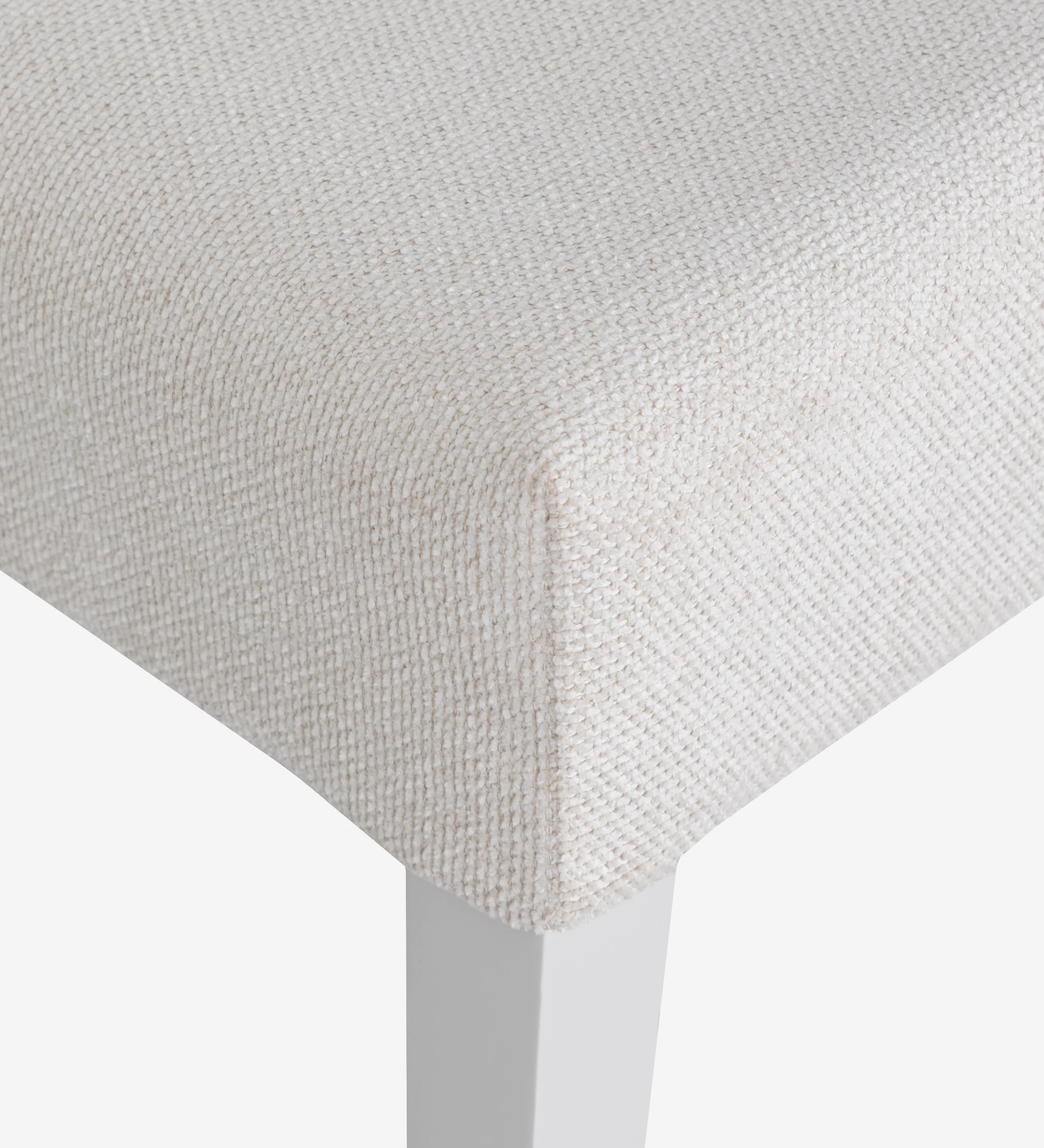 Chair upholstered in fabric, pearl lacquered feet.