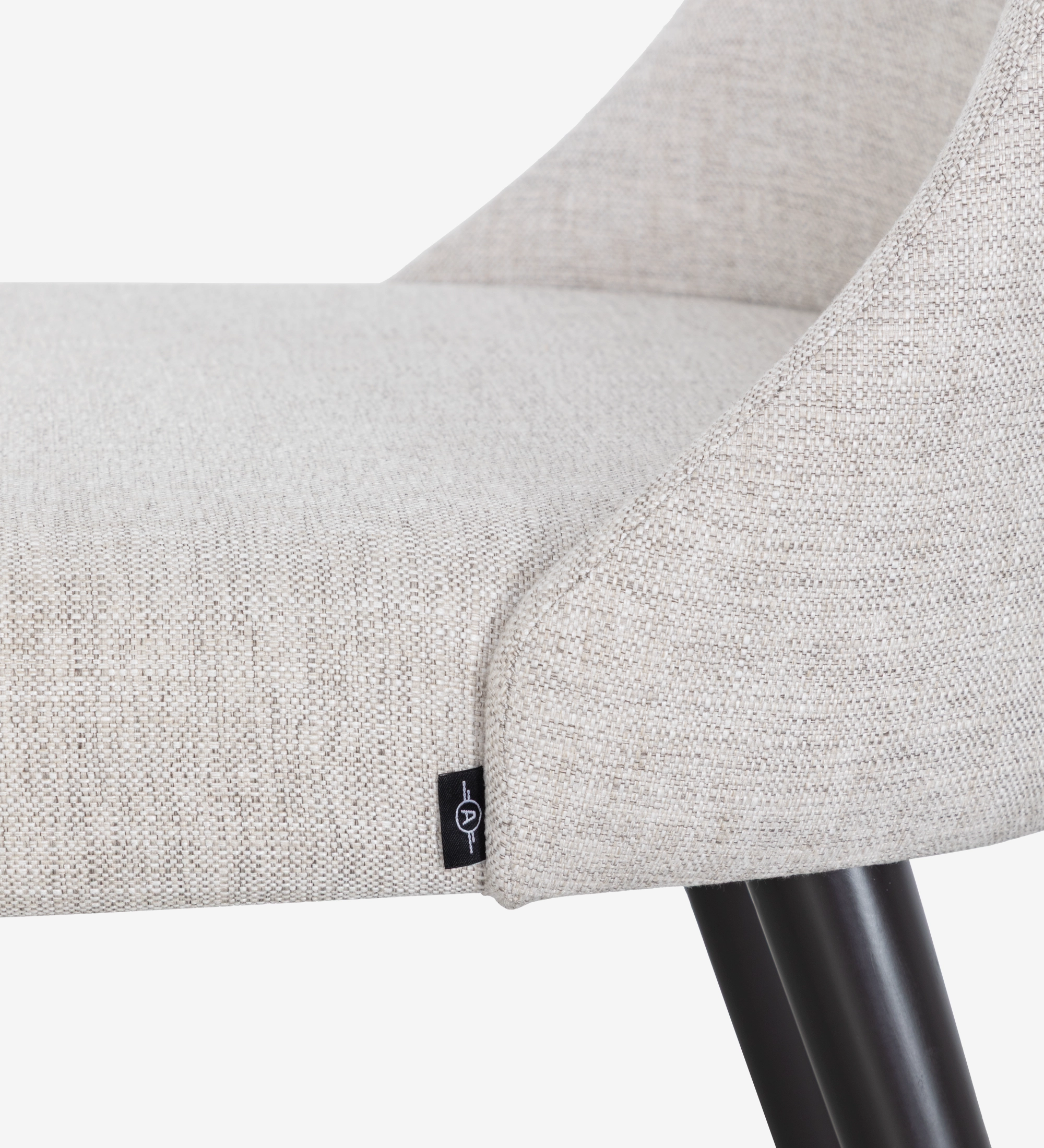 Cadeira de jantar Oslo, design moderno em preto e assento cinza claro
