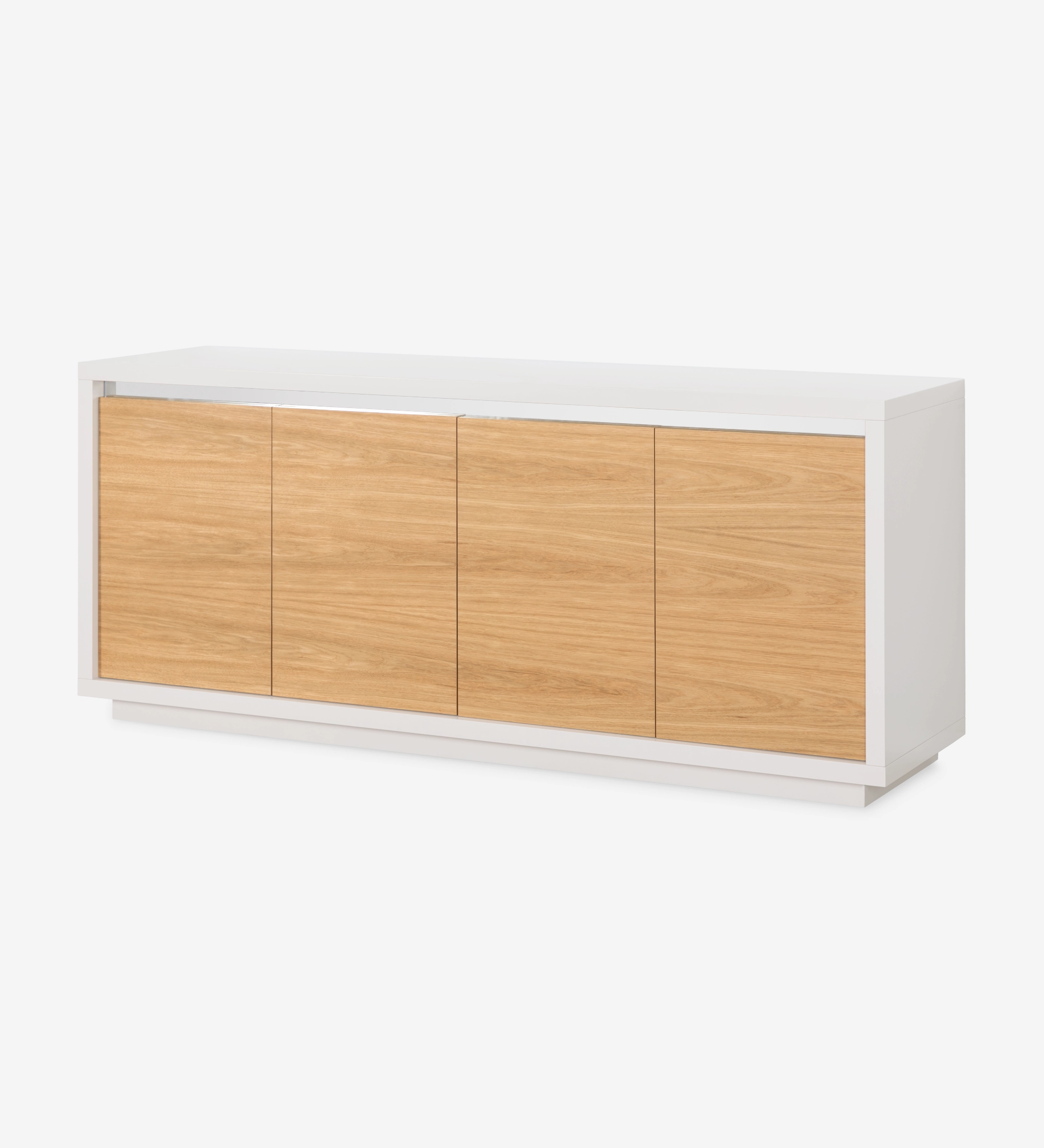 Aparador Londres, 4 portas, acabamento carvalho natural, estilo moderno para sala de jantar