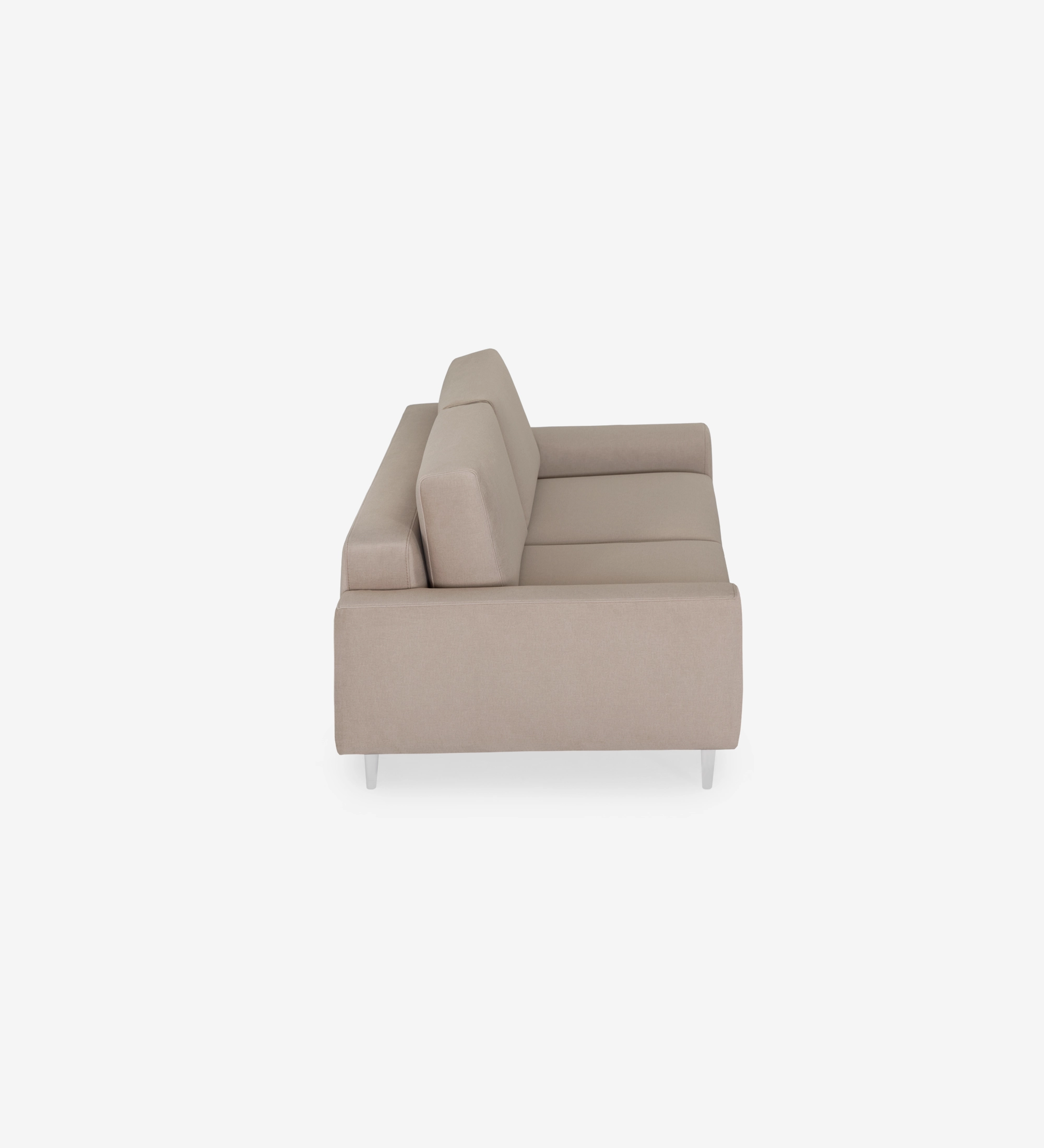 Canapé Oslo 2 places recouvert en tissu taupe, pieds laqués perlés, 188 cm.