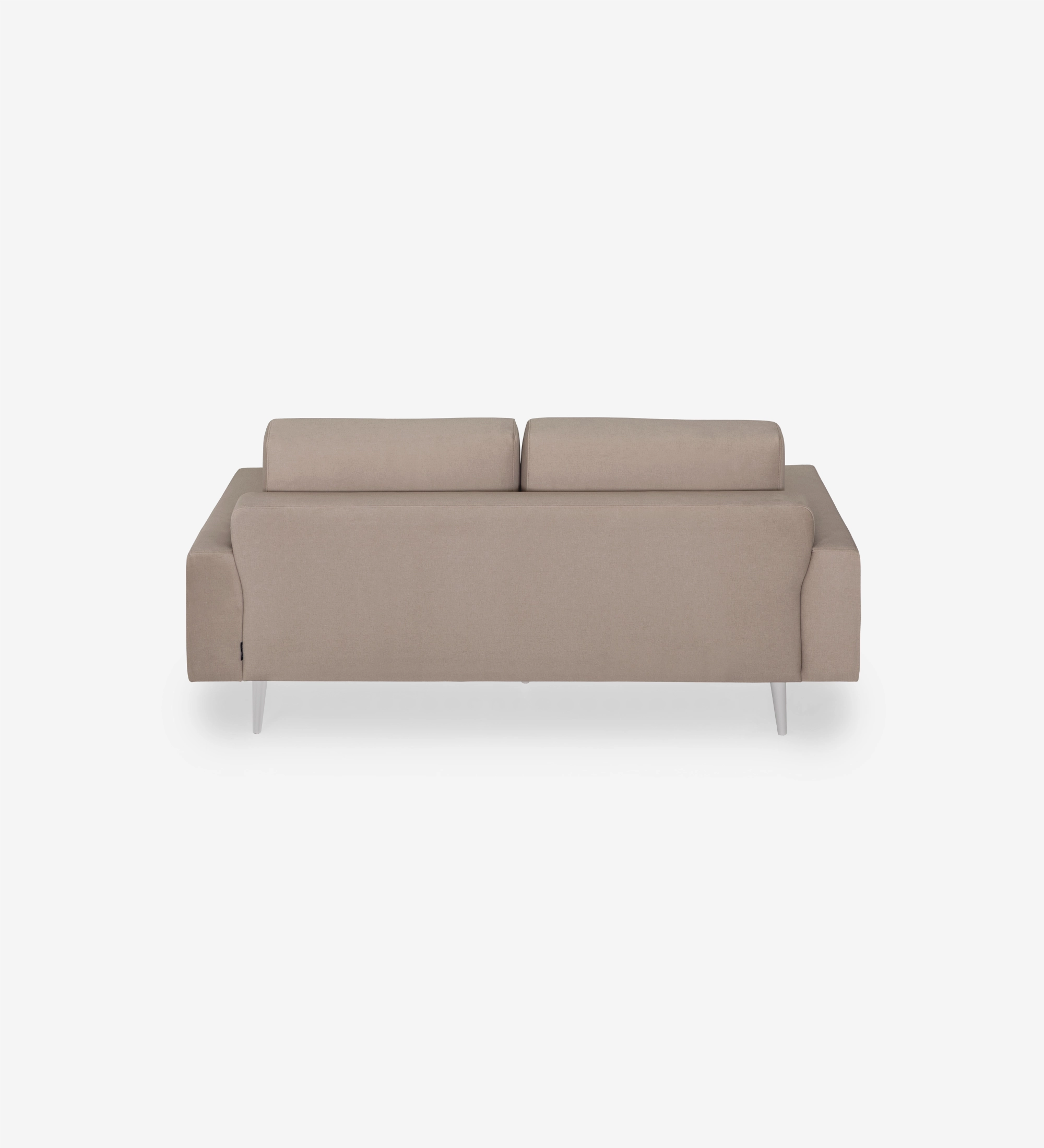 Canapé Oslo 2 places recouvert en tissu taupe, pieds laqués perlés, 188 cm.