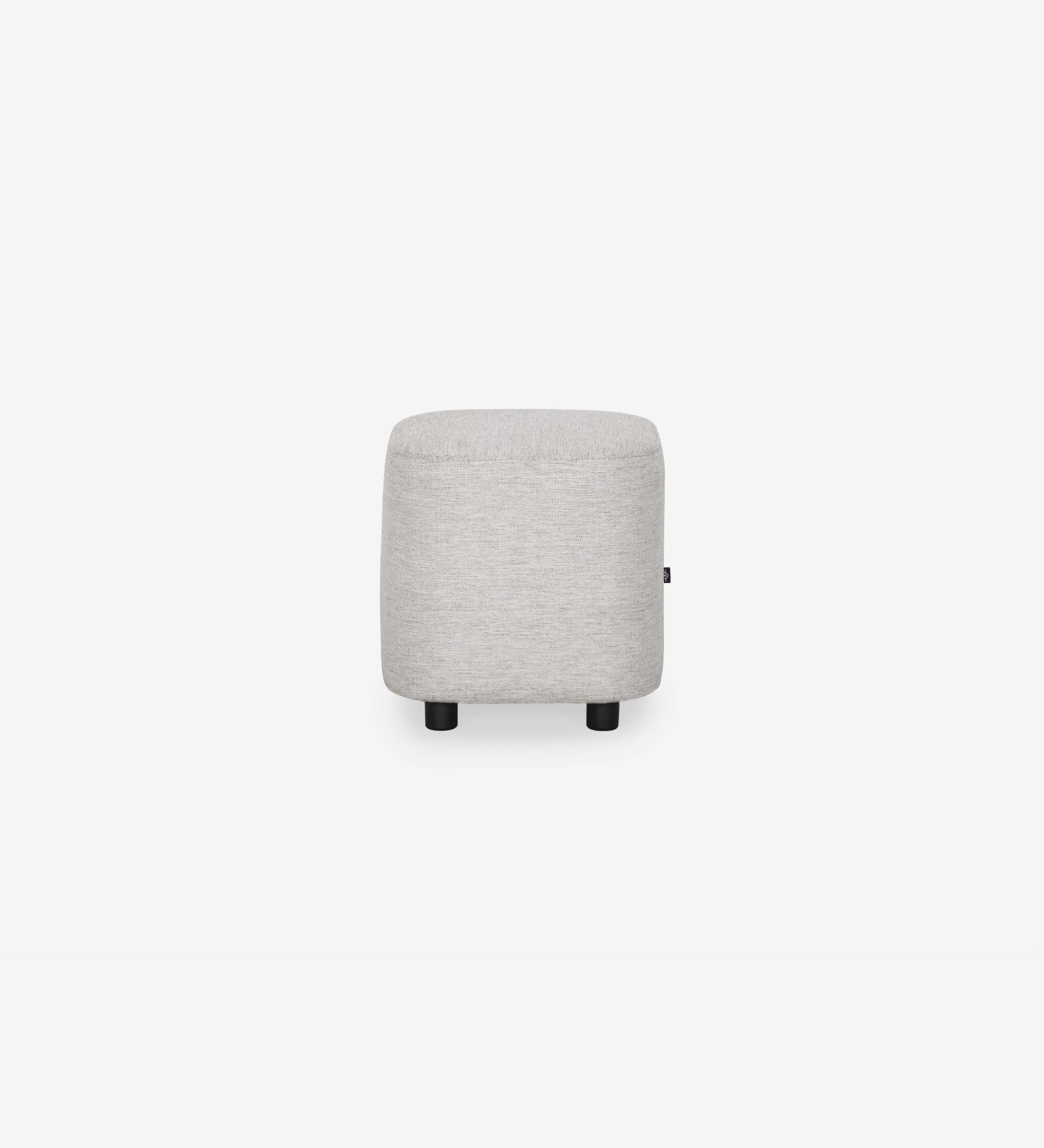 Pouf Cannes carré, recouvert en tissu gris, pieds noirs, 40 x 40 cm.