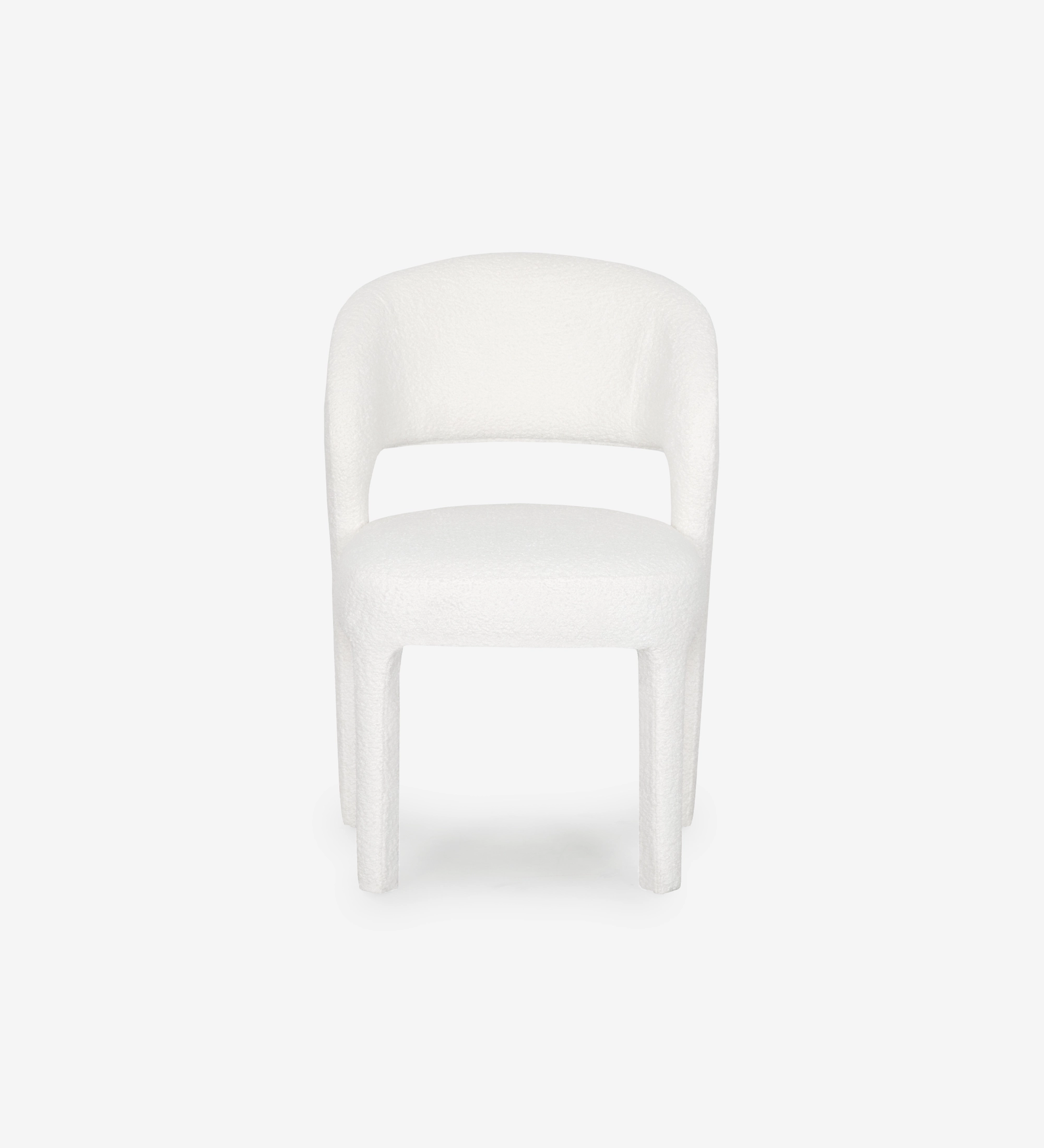 Chair upholstered in white fabric.