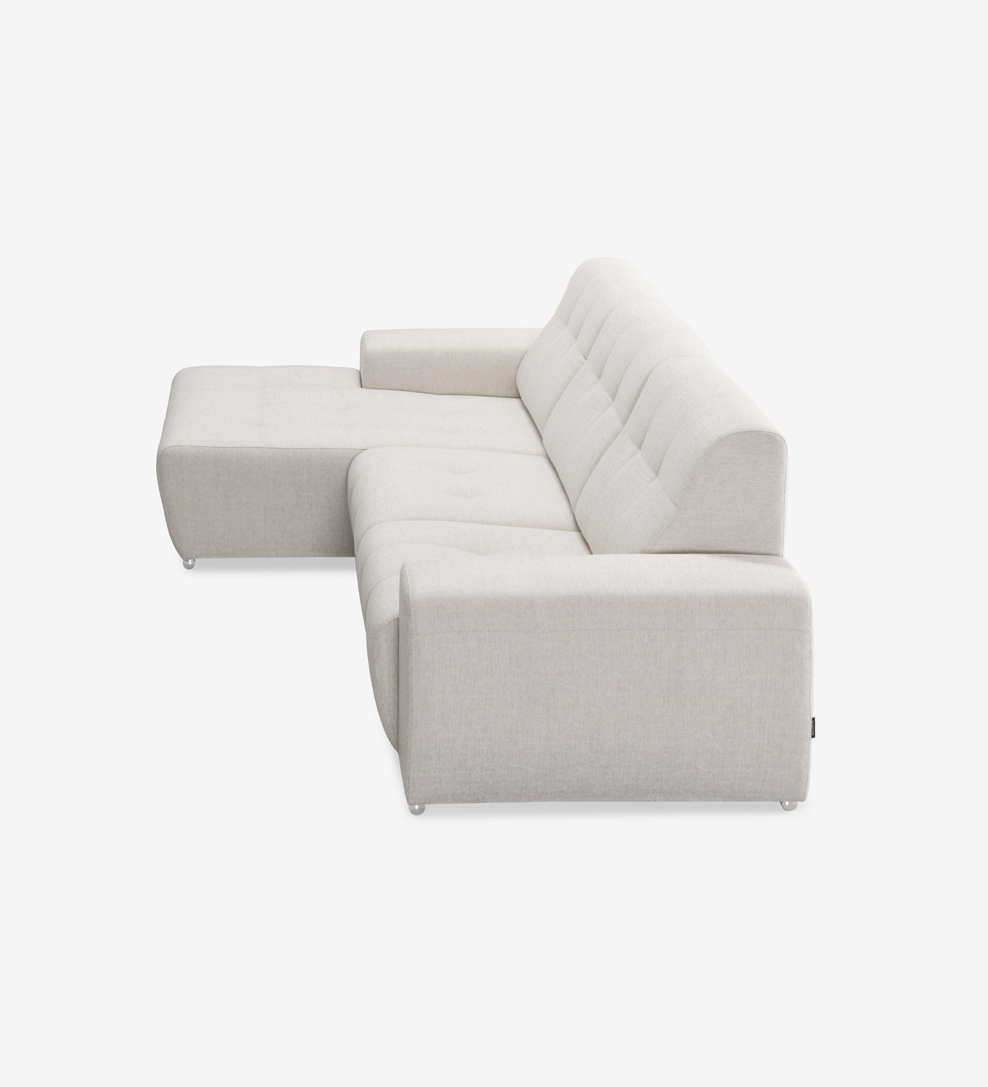 Sofá com chaise longue Madrid em tecido bege claro, formato em L