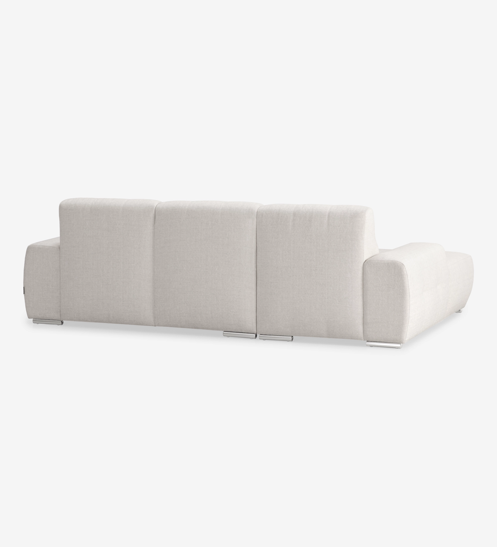 Sofá Madrid com chaise longue branco visto de trás, design moderno e almofadado