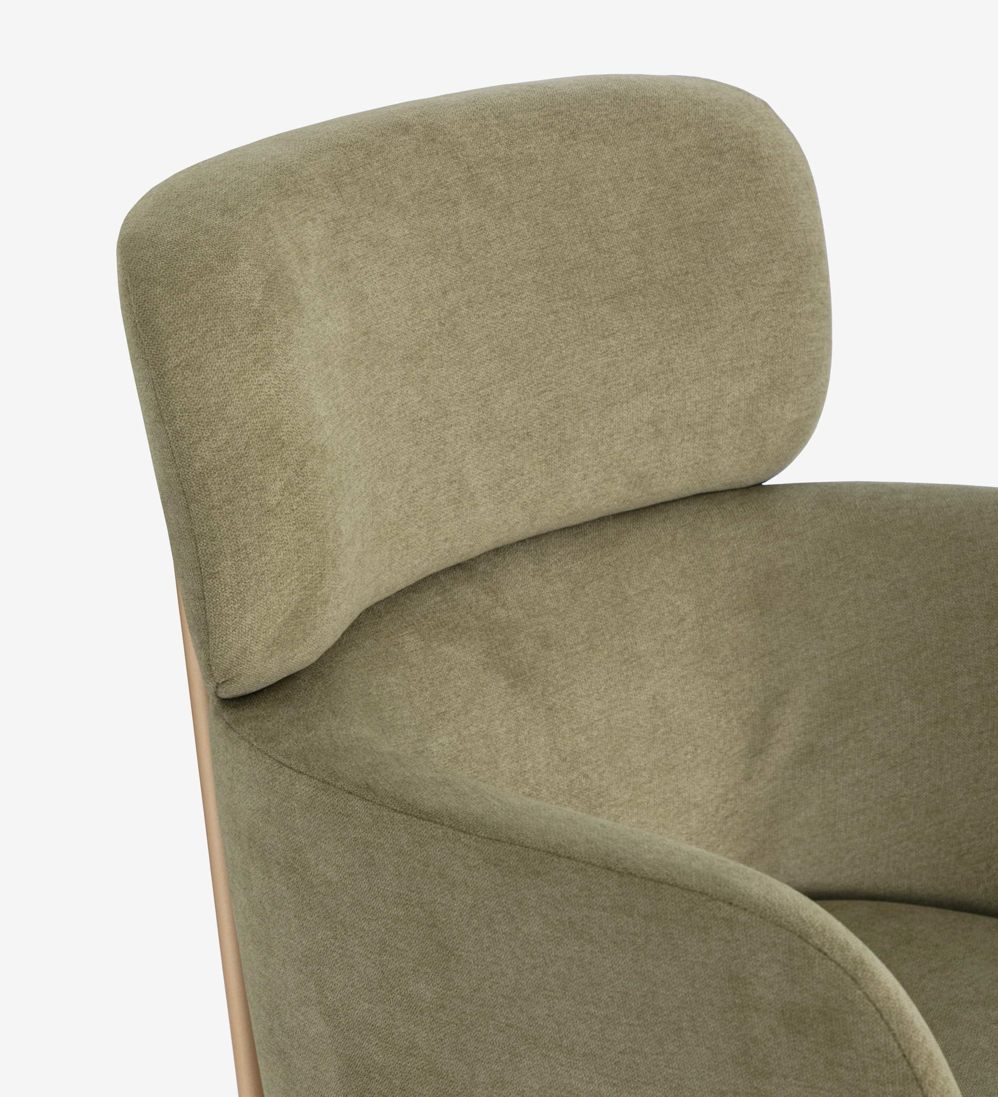 Chaise Cannes verte olive en tissu avec dossier incurvé et accoudoirs
