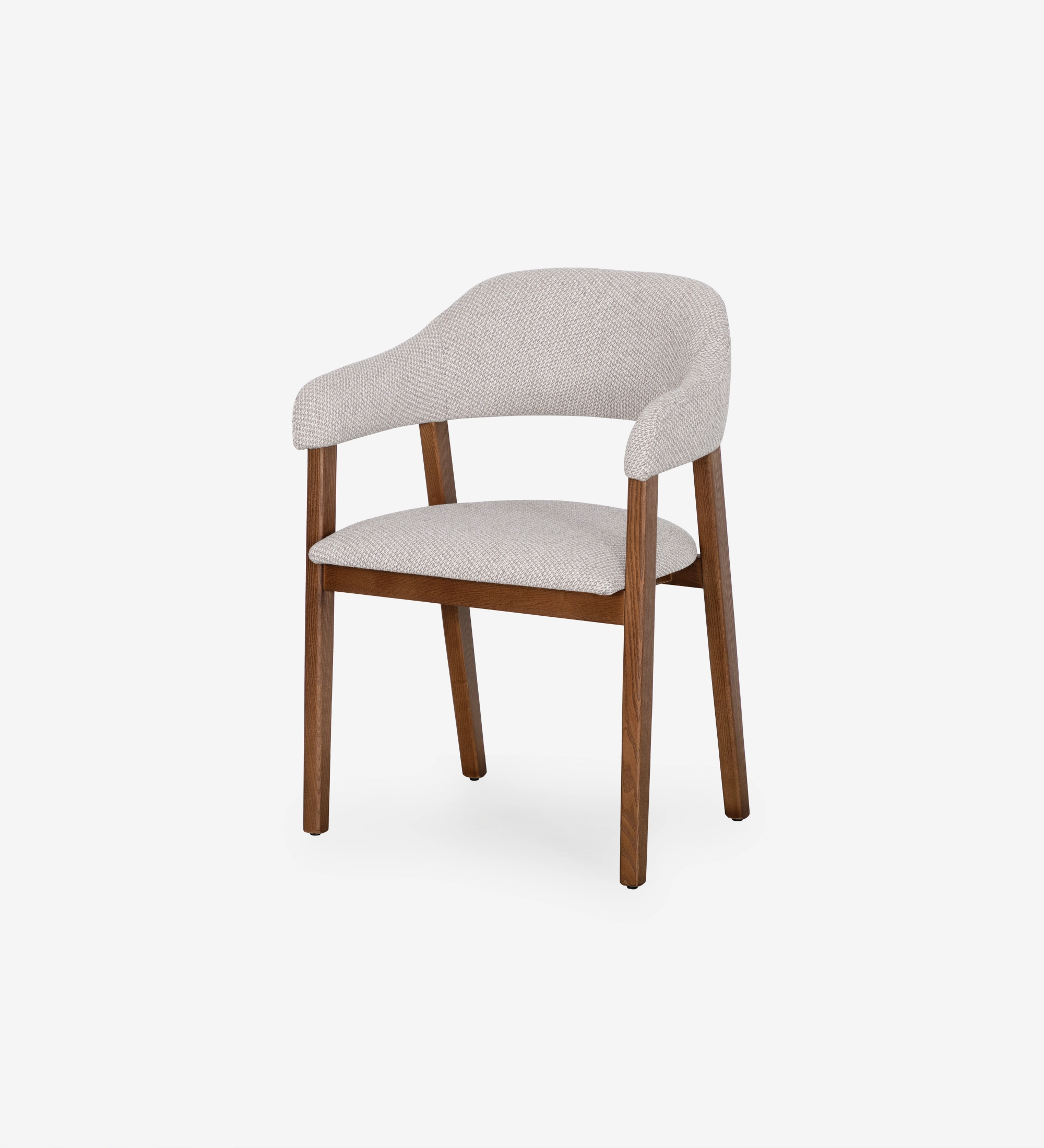 Chaise Capri en tissu gris clair, dossier arrondi et pieds en bois