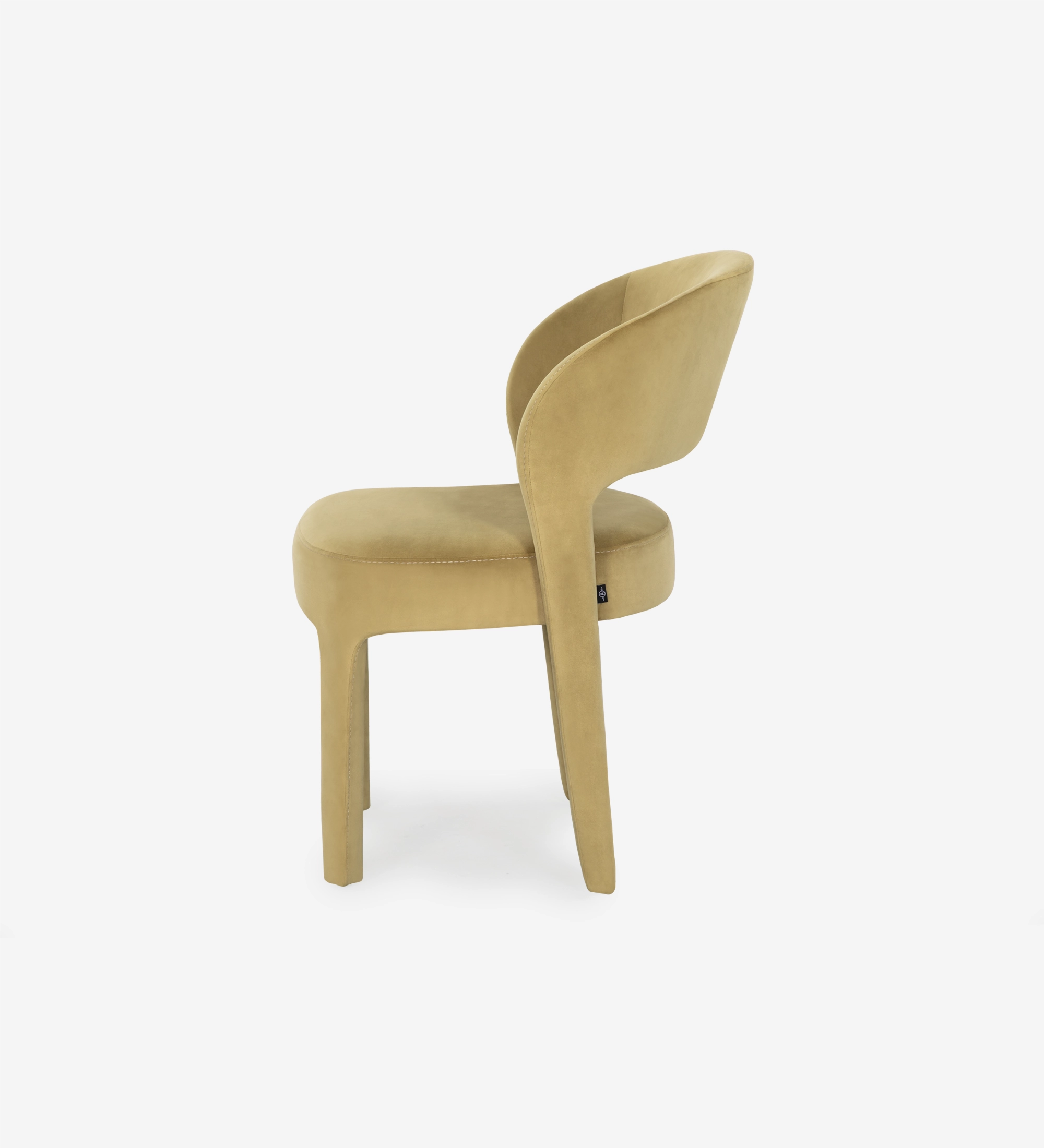 Chaise Mónaco vert olive en velours, vue latérale