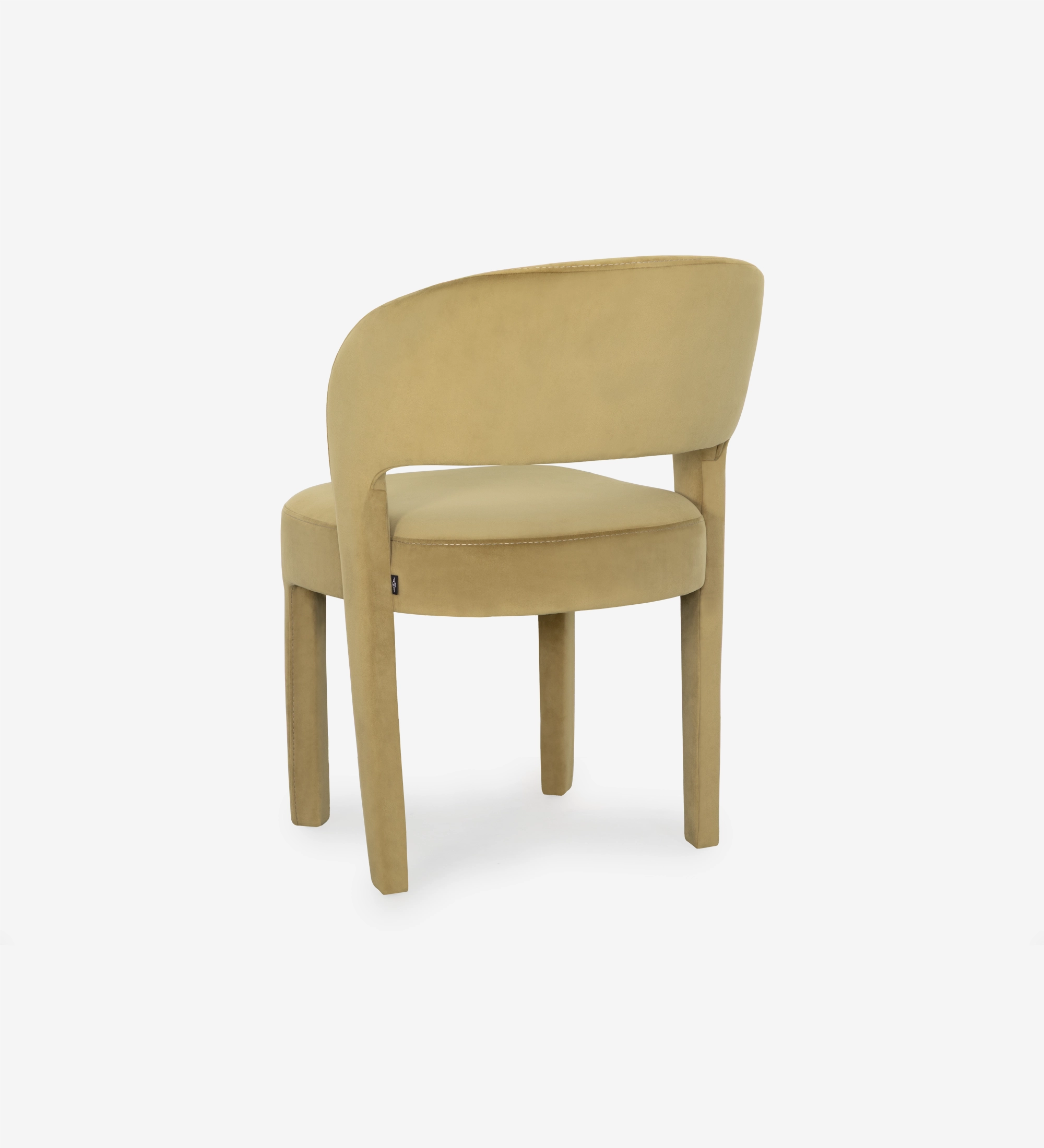 Chaise Mónaco beige à dossier arrondi, assise rembourrée et pieds carrés
