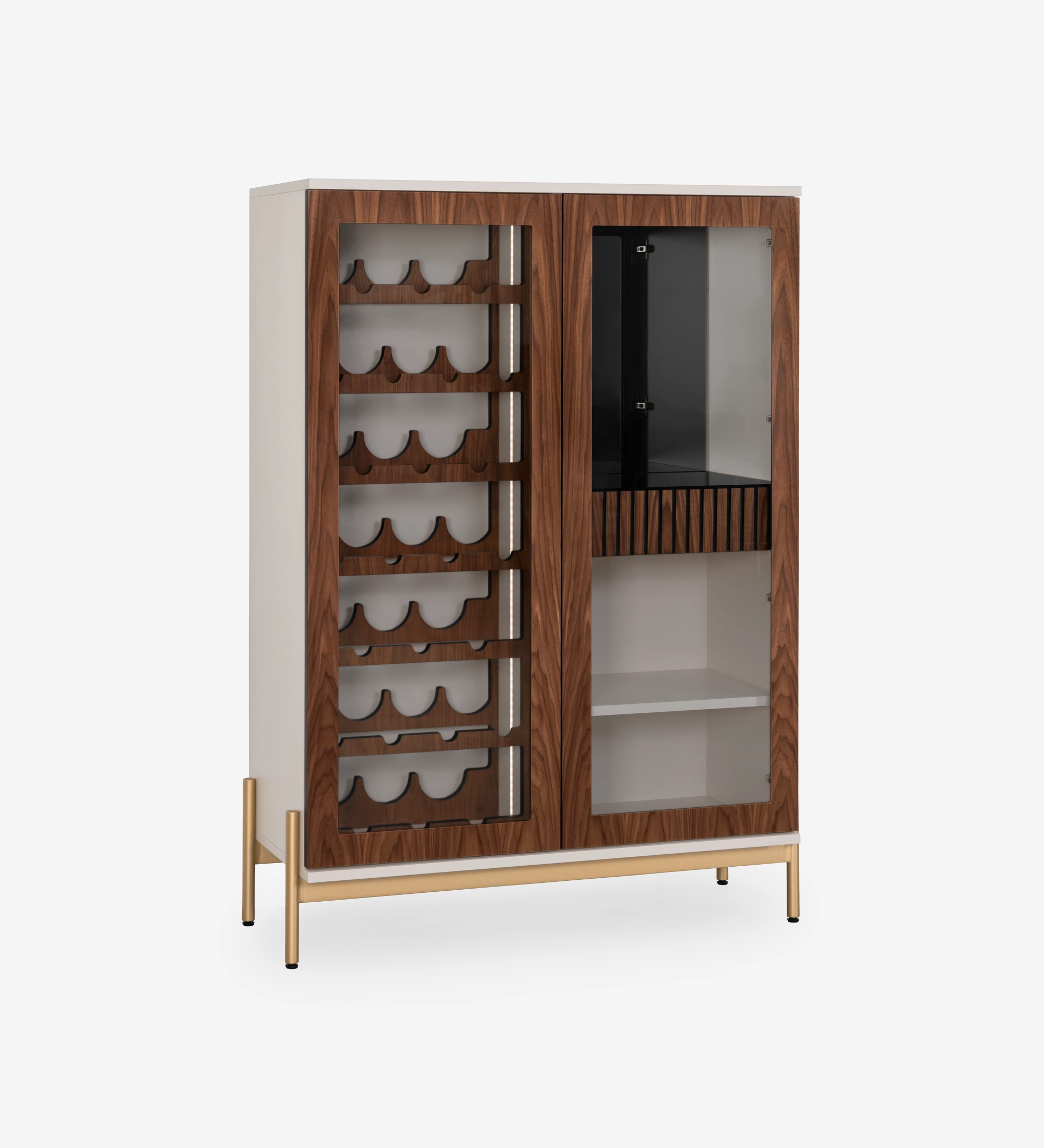 Cannes Wine Cellar wooden bar cabinet with glass doors and vertical wine racks