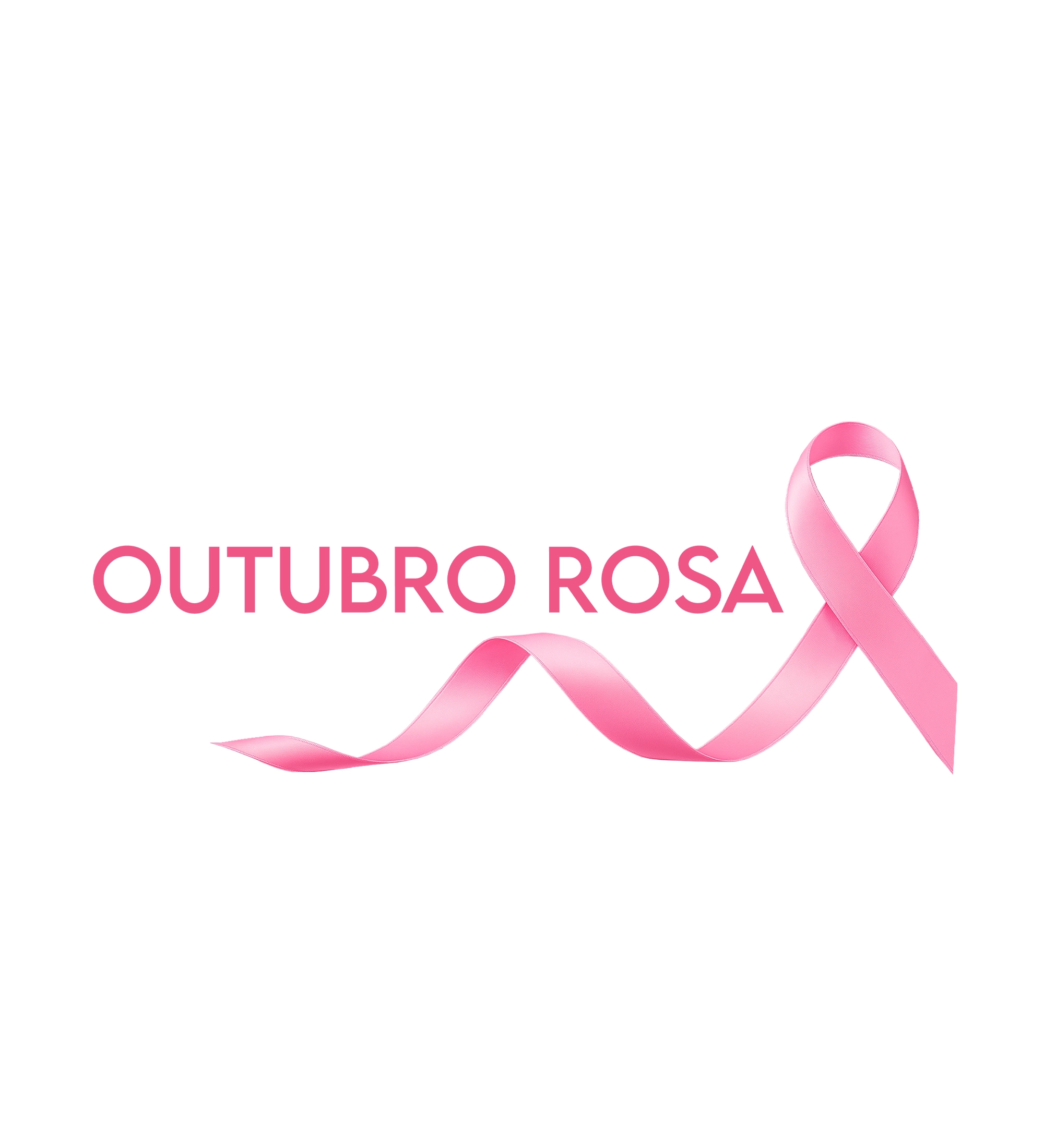 Lazo rosa y texto 'OUTUBRO ROSA' sobre fondo blanco