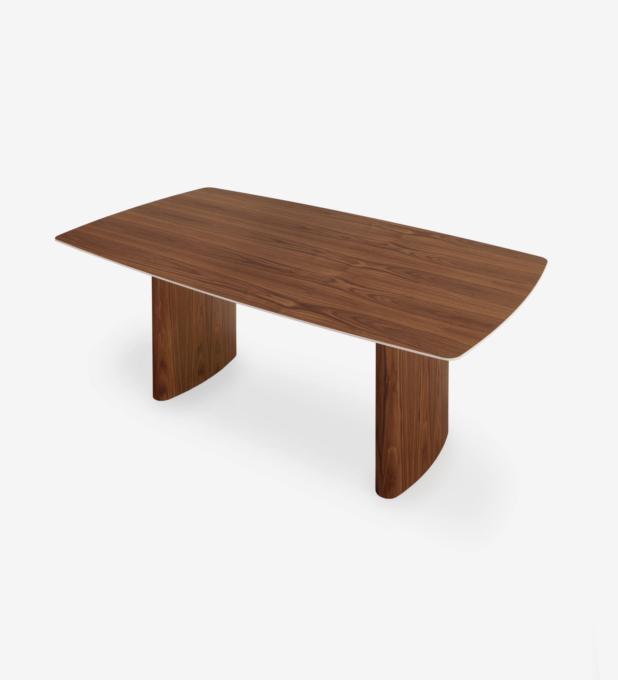 Mesa de Jantar Paris em madeira com tampo retangular e pés duplos curvos