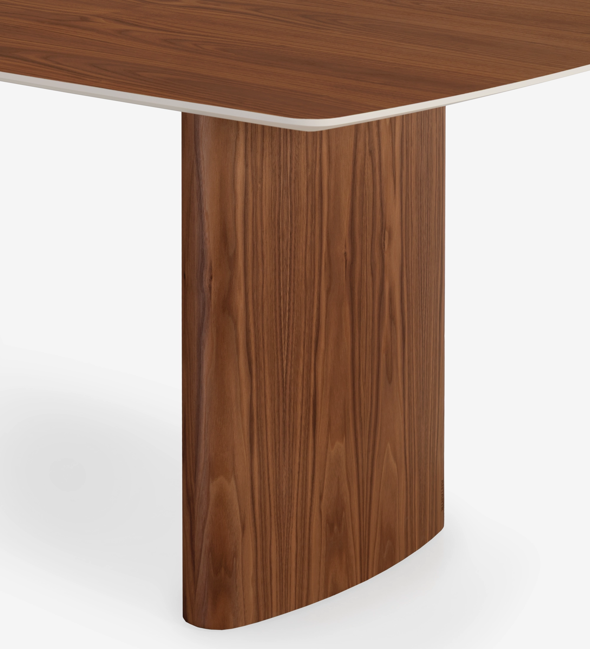 Mesa de Jantar Paris em madeira com pé central curvo e tampo castanho