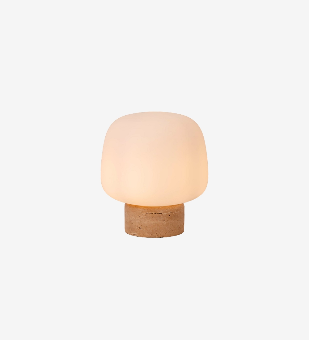 AZORES table lamp with rounded frosted glass shade and cork base