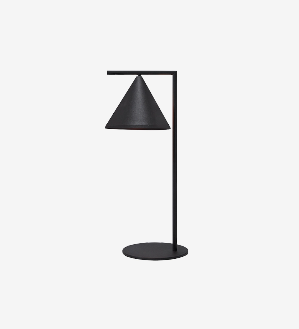 Lámpara de mesa VIENA negra, pantalla cónica y base circular