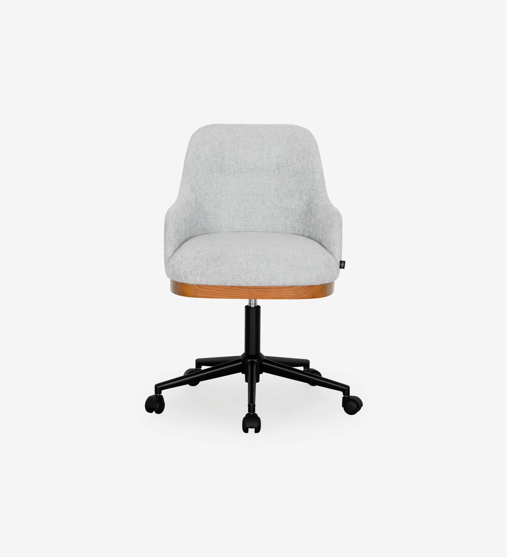 Cadeira de Executivo Cannes estofada cinzento claro, base metálica preta com rodízios