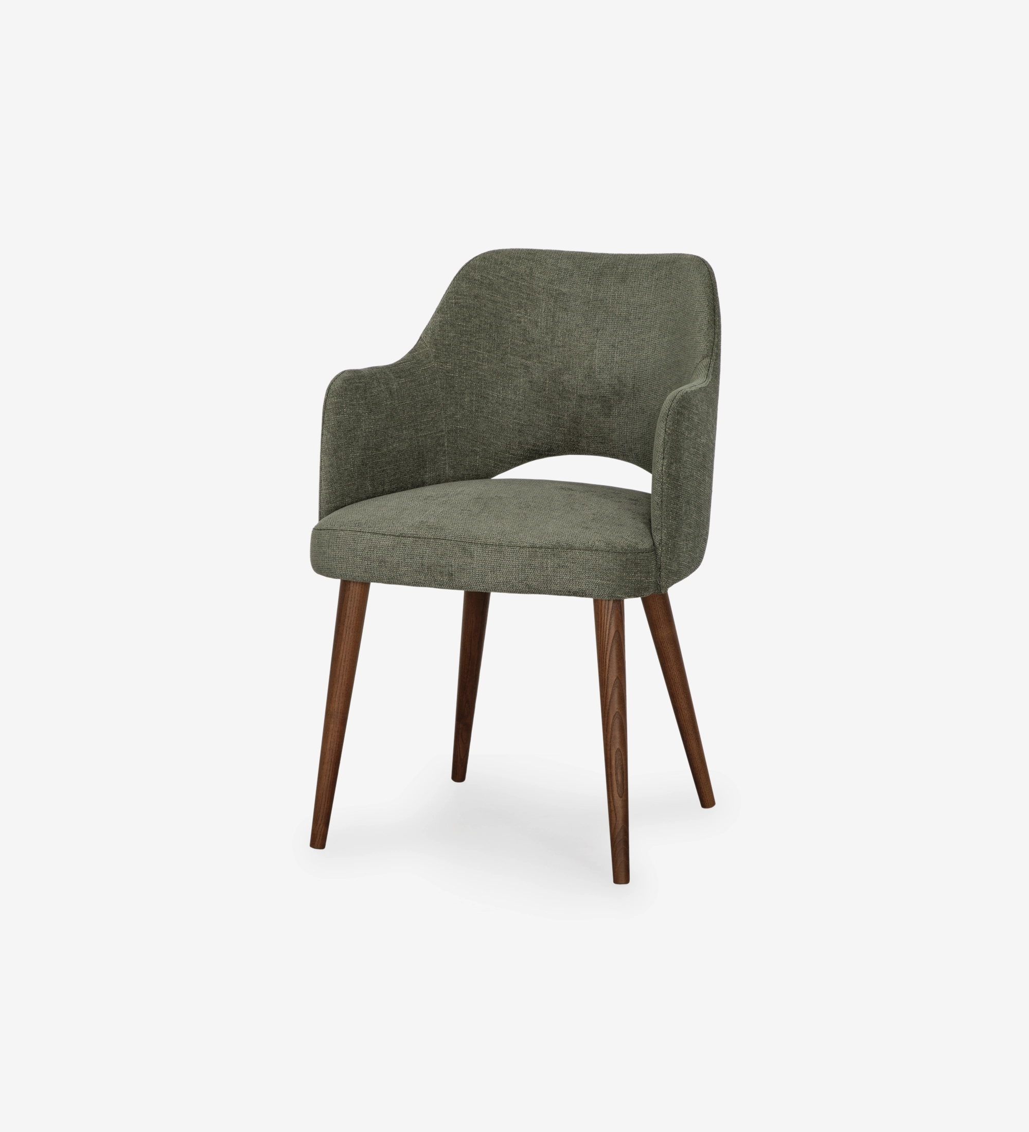 Silla Londres tapizada verde con patas de madera