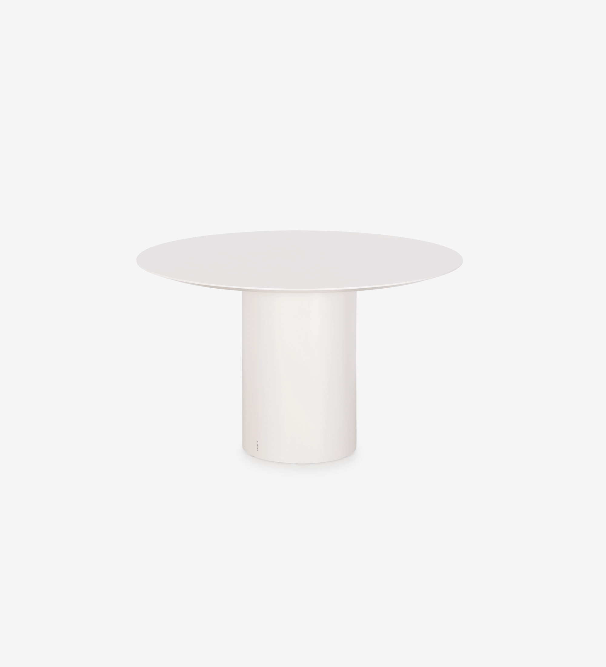 Table ronde blanche à piètement central cylindrique